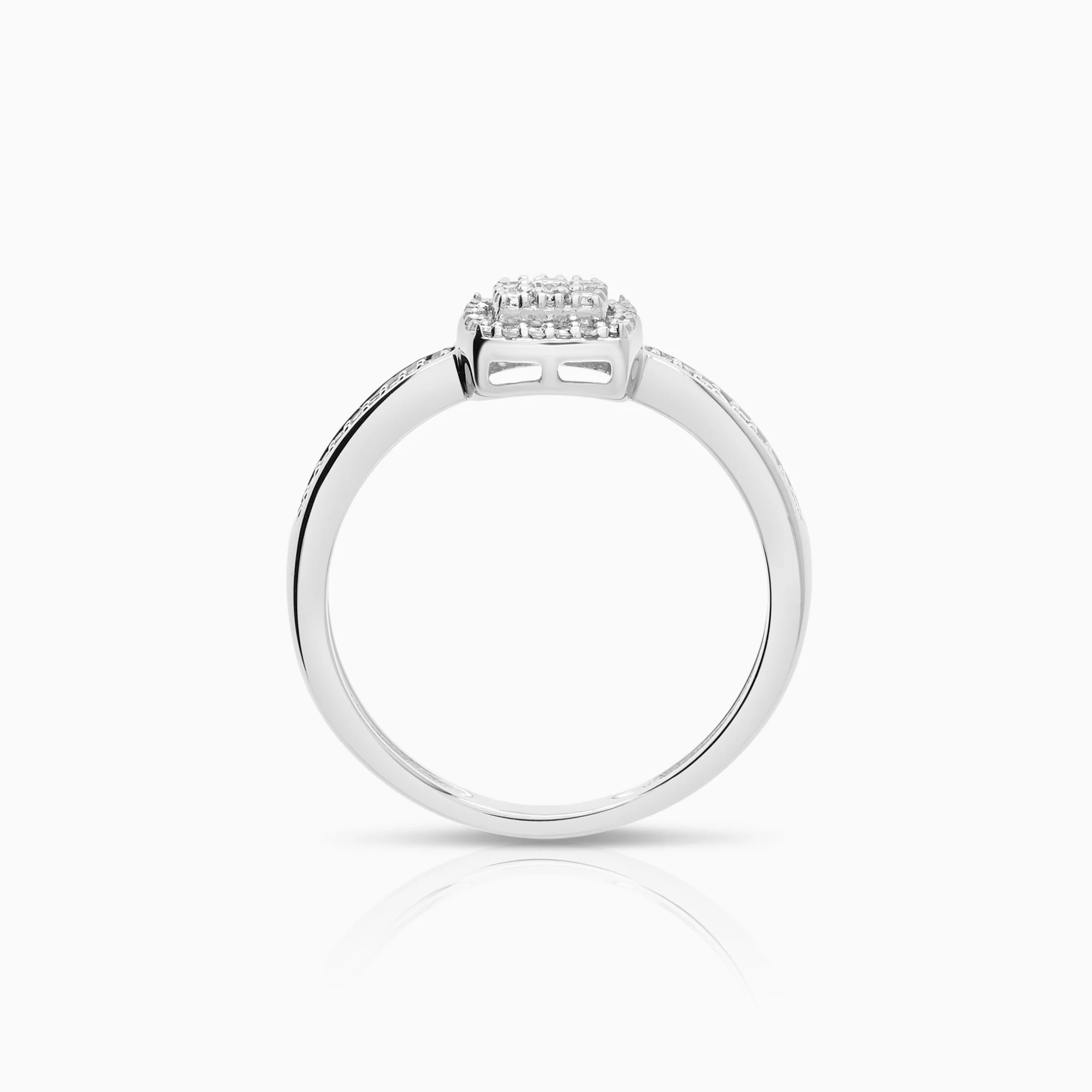 Halo ring 0.18ct 18K white gold - Image 2