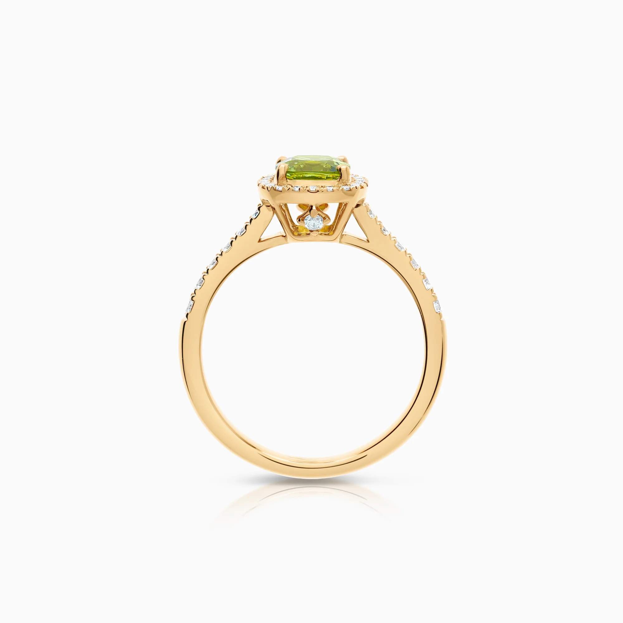 Halo ring Peridot lab-grown diamonds 0.34ct 18K rose gold - Image 2