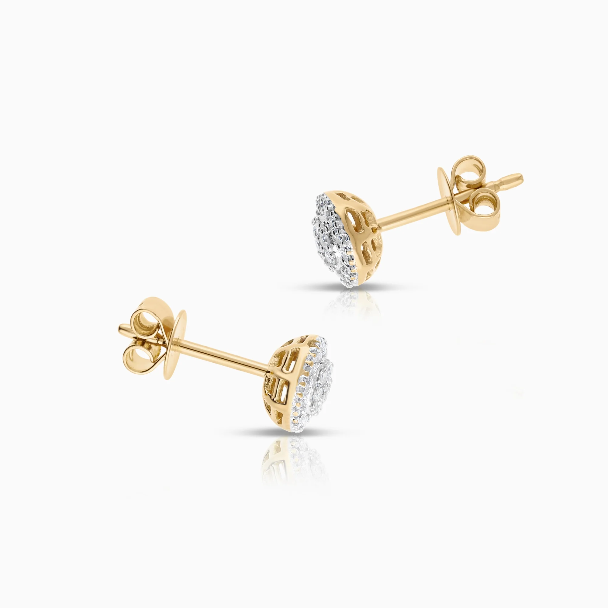 Halo earrings 0.21ct 18K yellow gold - Image 2