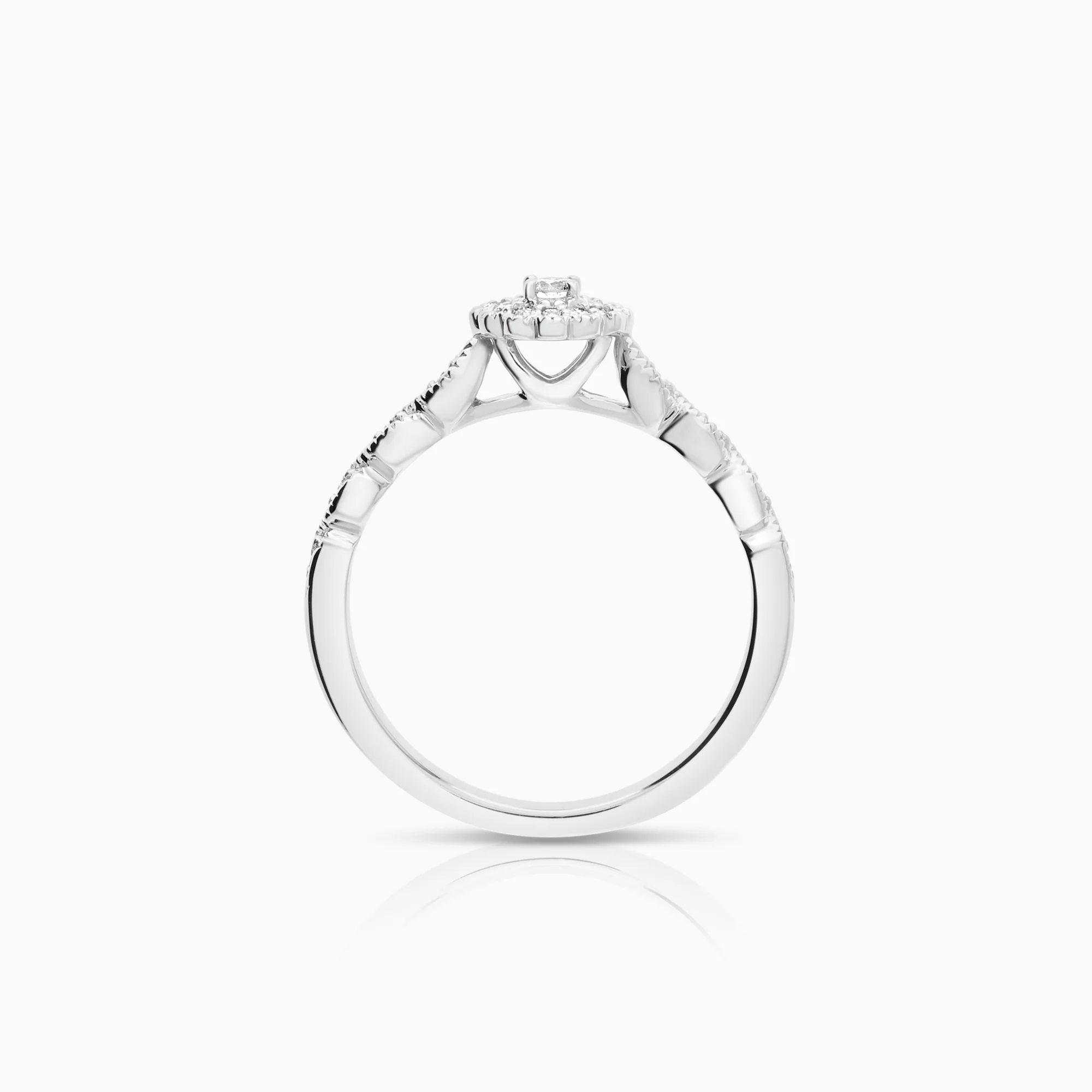 Halo ring 0.13ct 18K white gold - Image 2