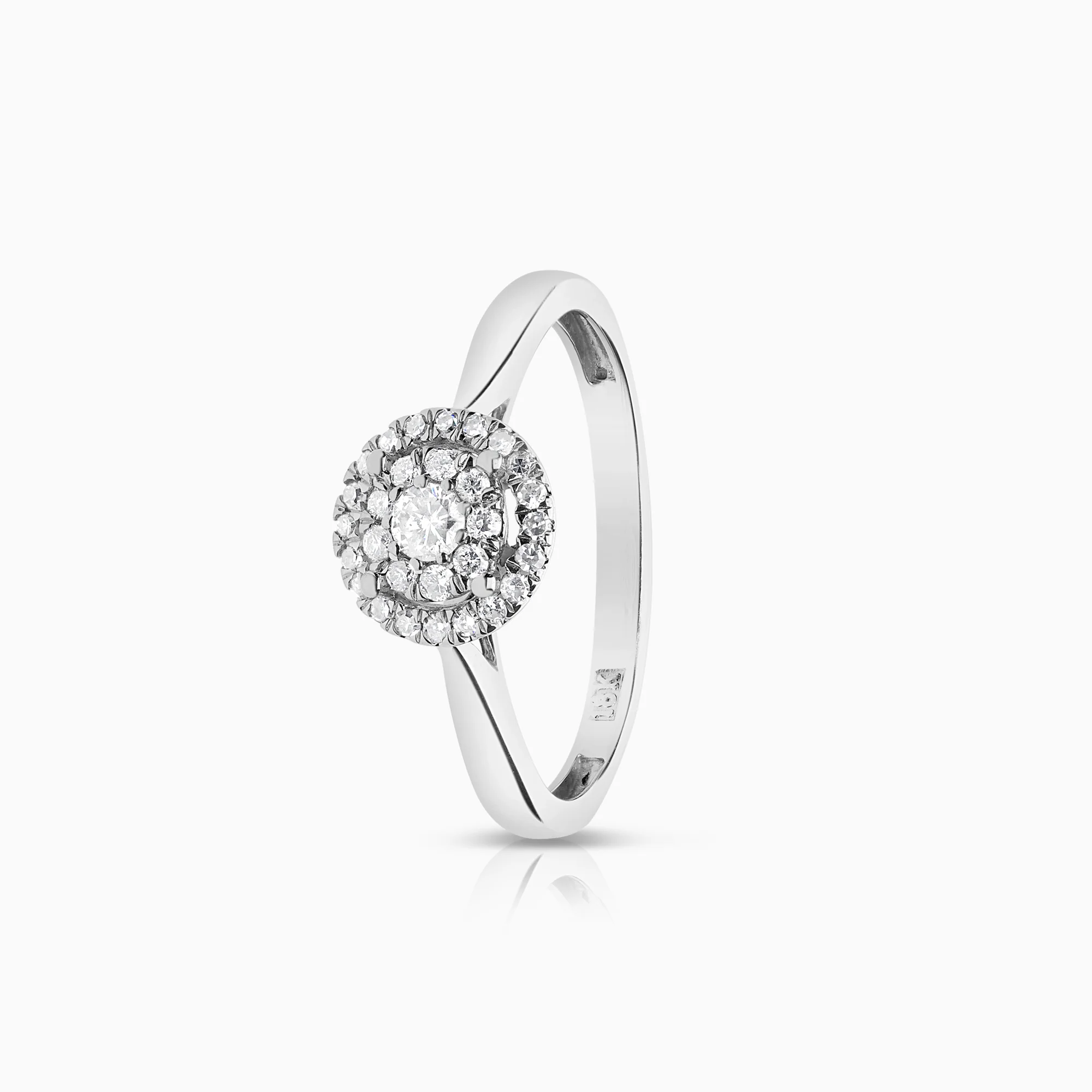 Halo ring 0.22ct 18K white gold
