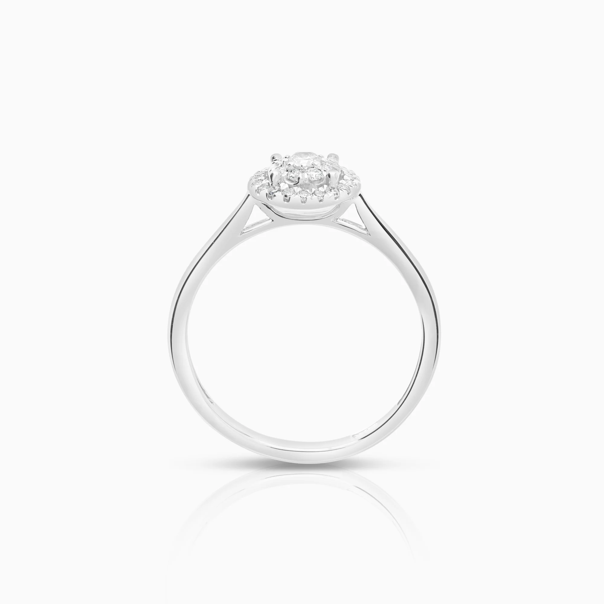 Halo ring 0.22ct 18K white gold - Image 2