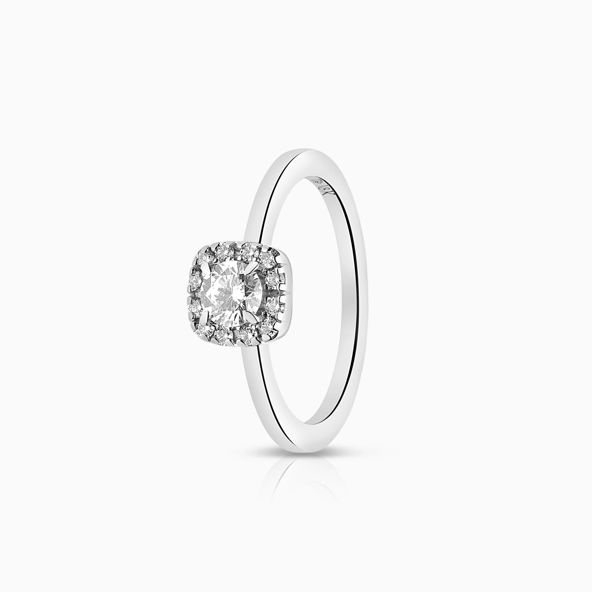 Halo ring 0.34 ct 18K white gold