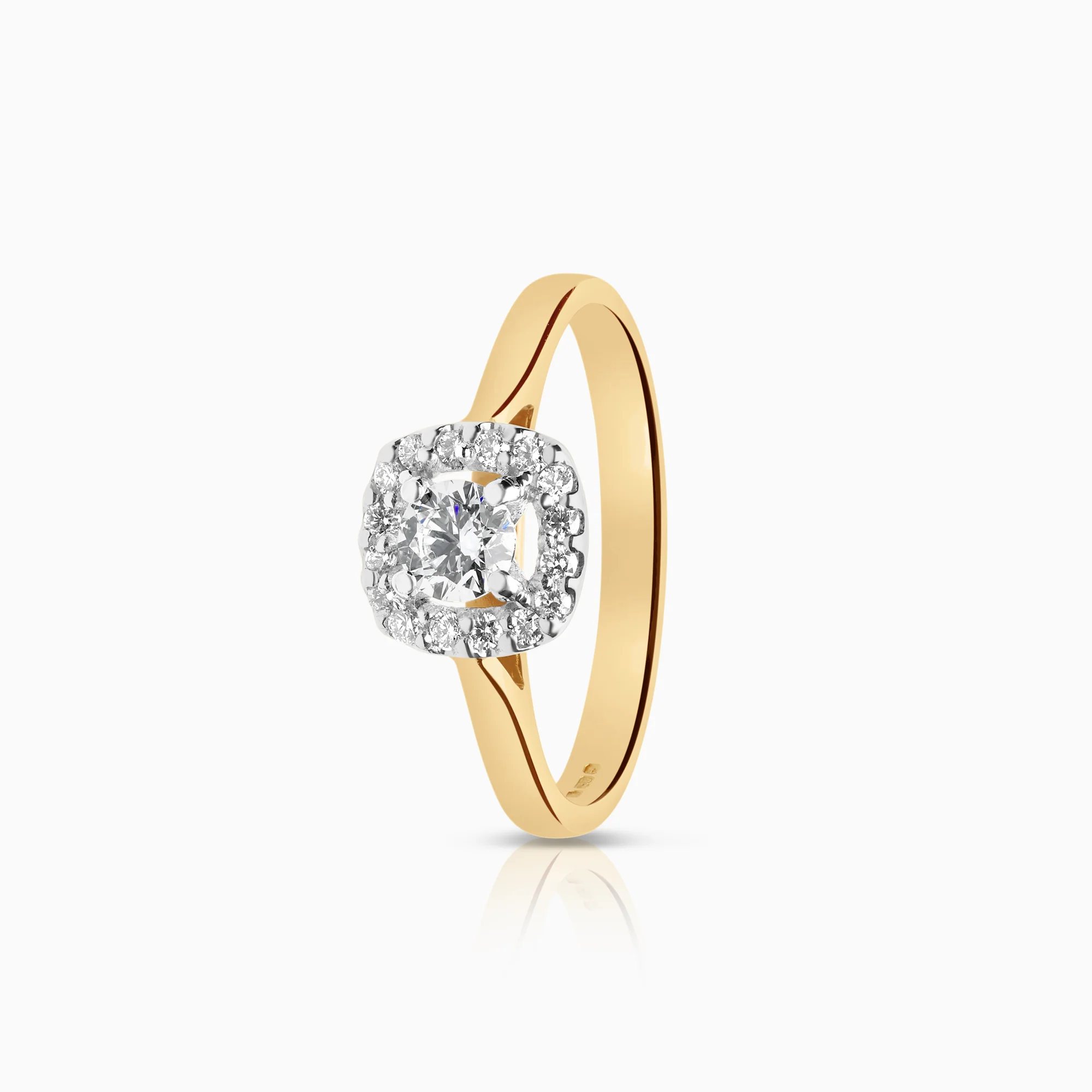 Halo ring lab-grown diamonds 0.39ct 18K gold