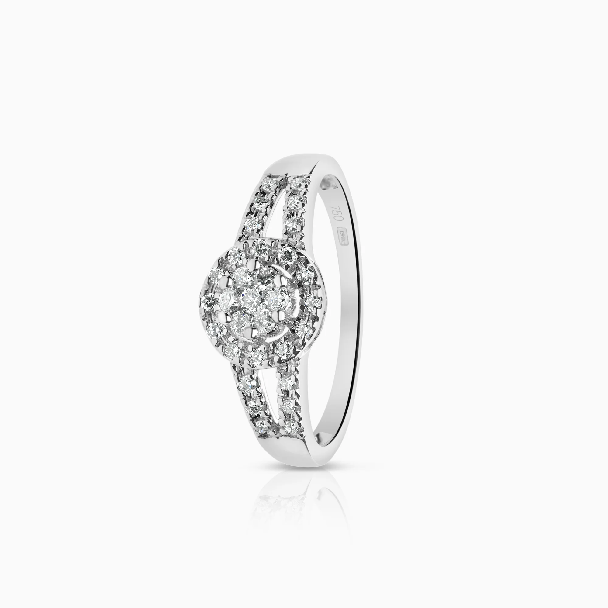 Halo ring 0.39ct 18K white gold