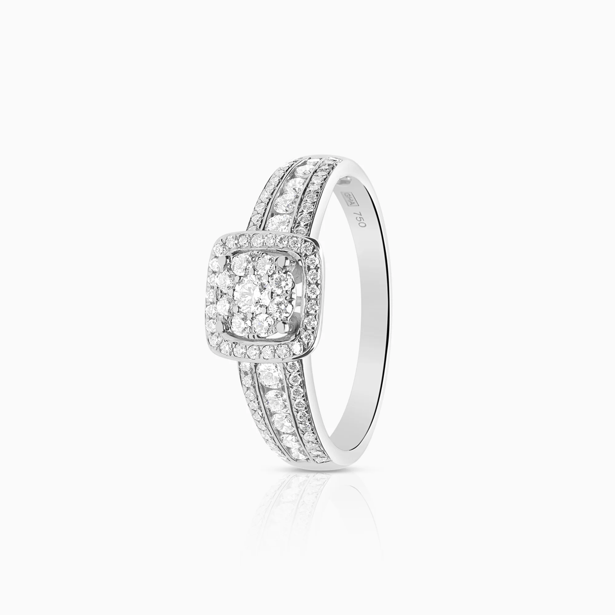 Halo ring 0.70ct 18K white gold
