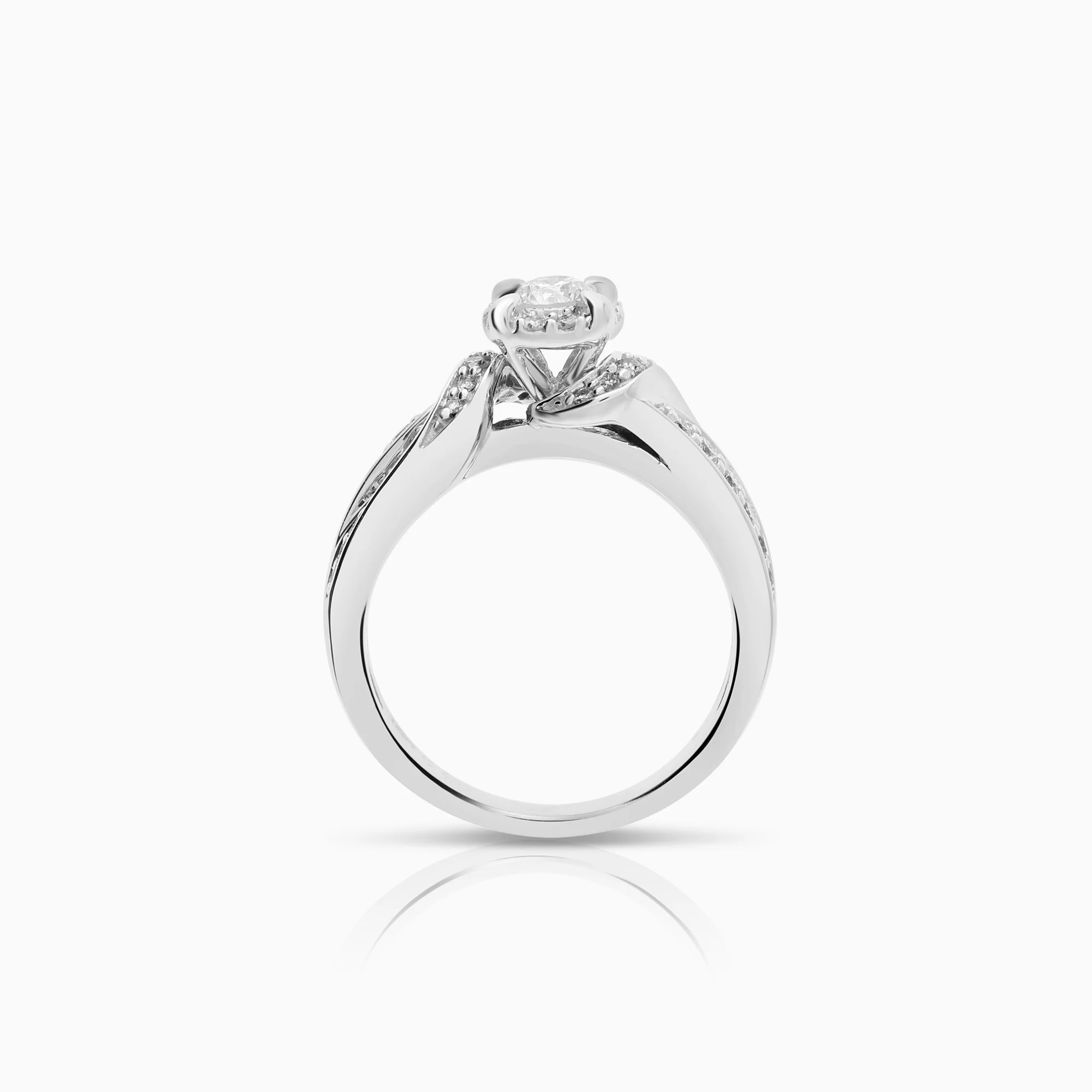 Halo ring 0.71ct 10K white gold - Image 2