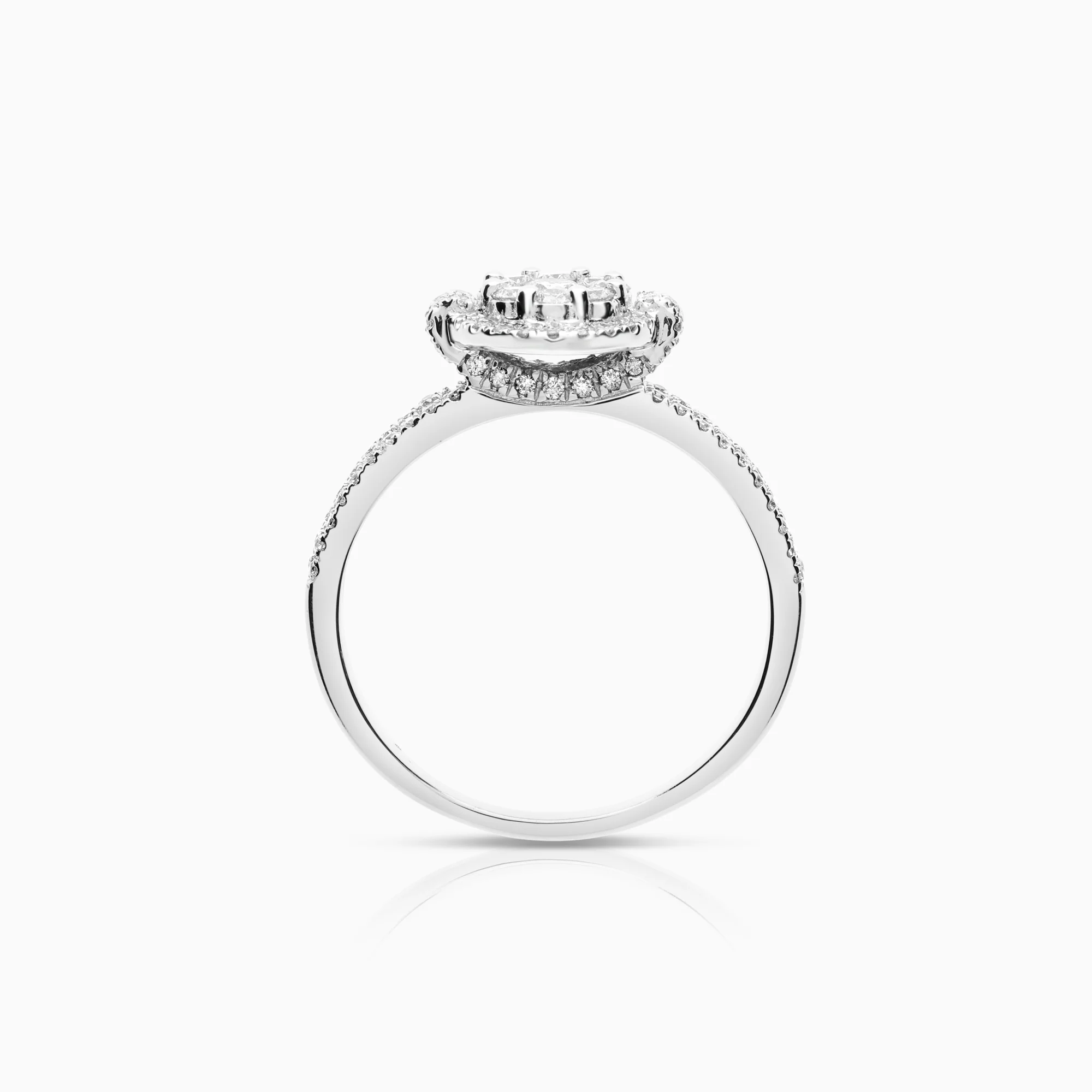 Halo ring 0.72ct 18K white gold - Image 2