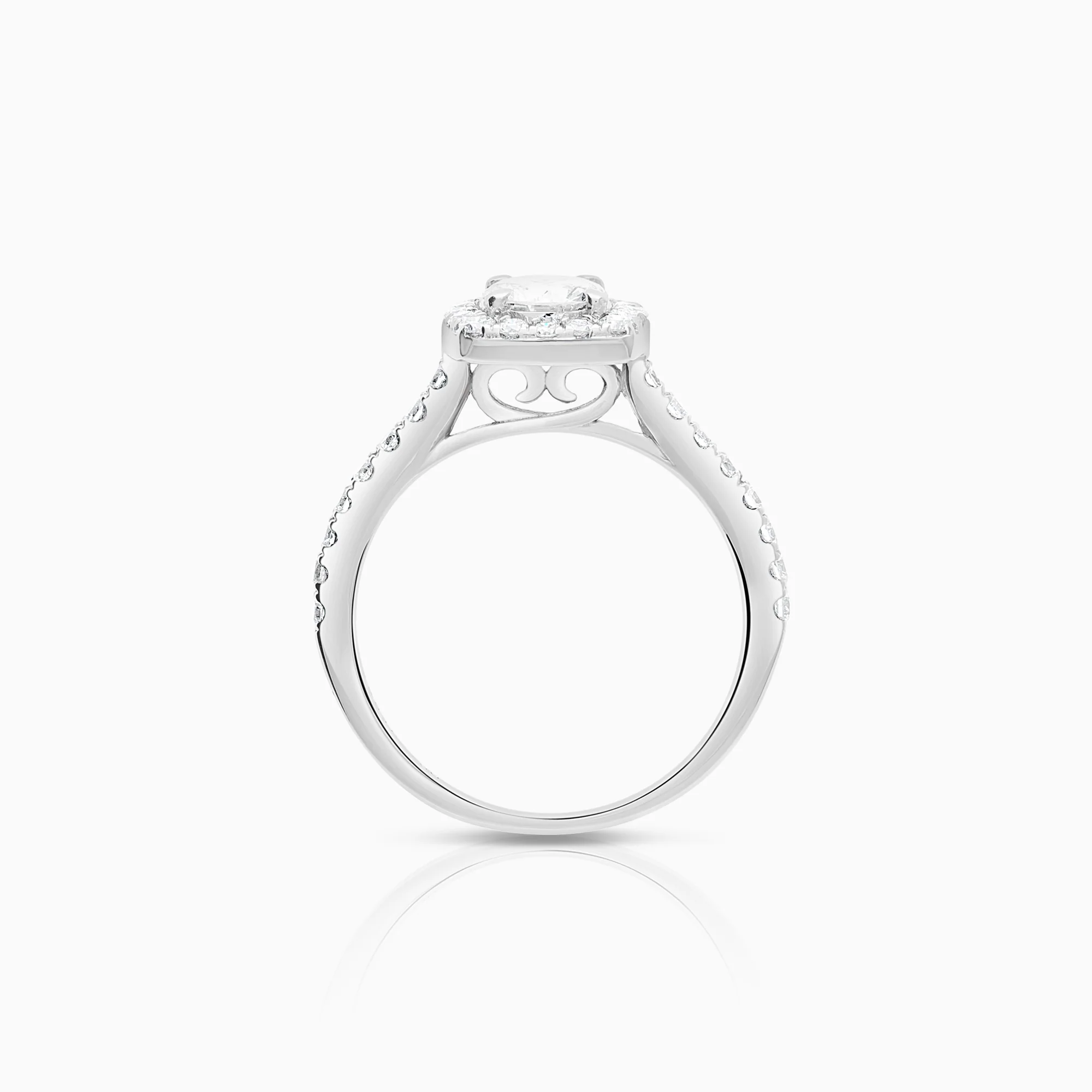 Halo ring 0.86ct 18K white gold - Image 2