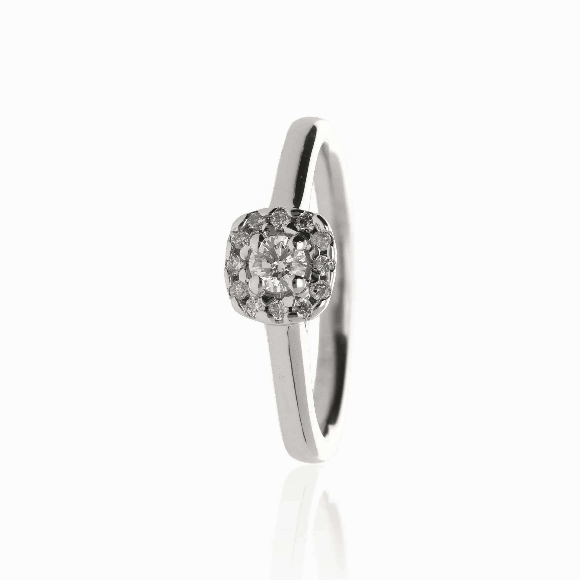 Halo ring 0.16ct 18K