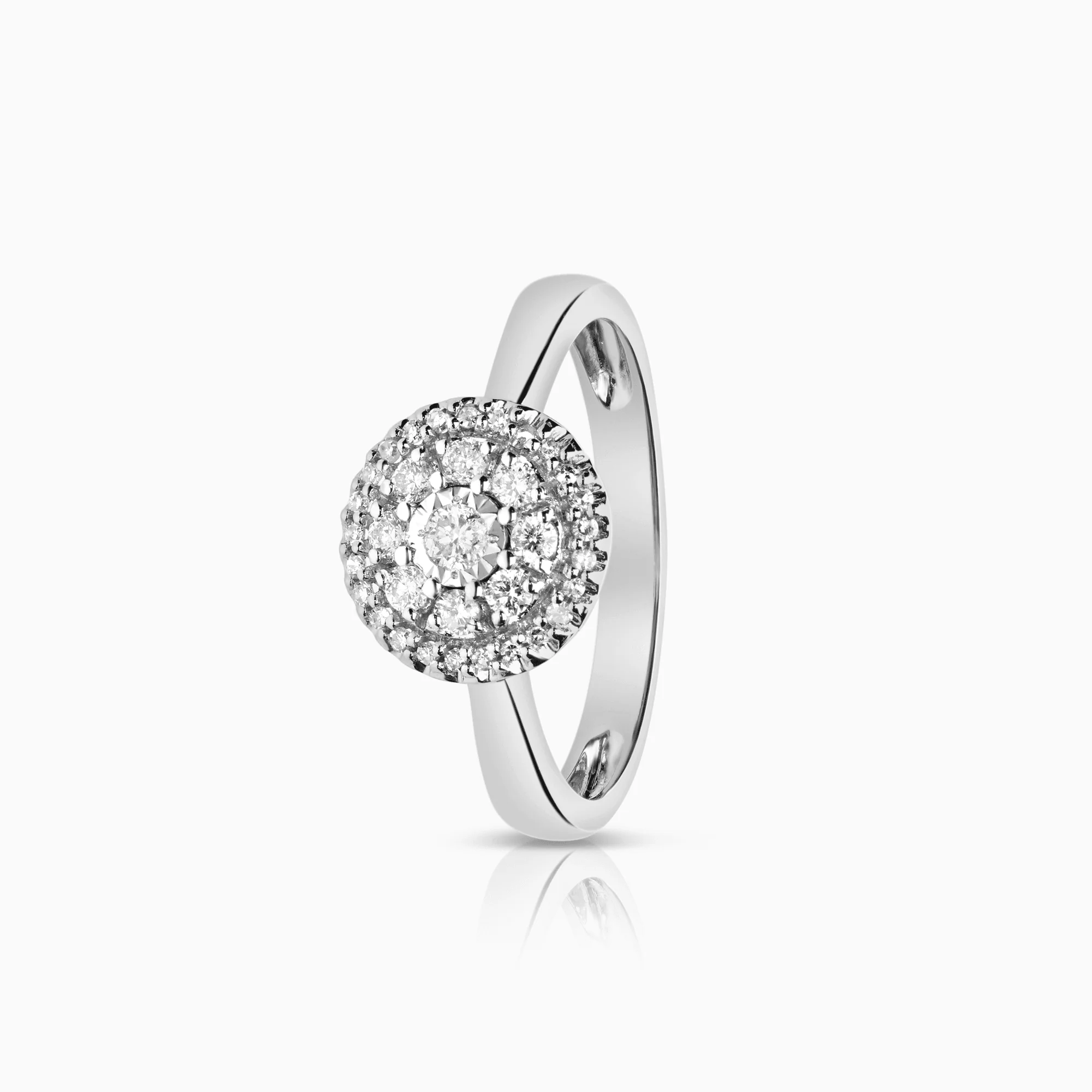 Halo ring 0.21ct 18K white gold