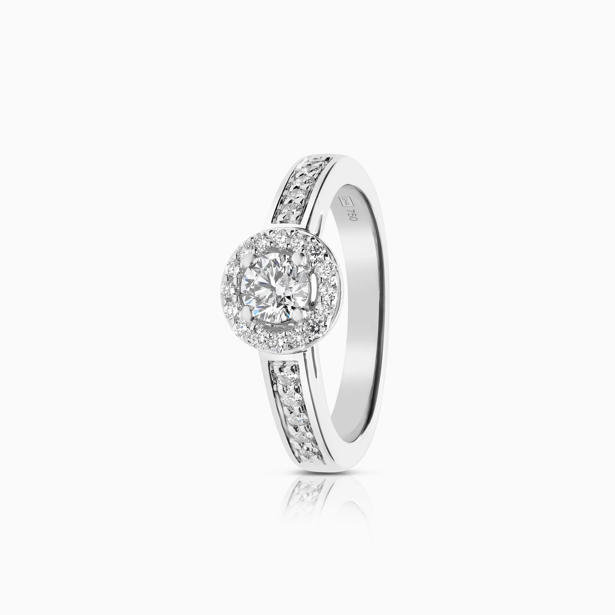 Halo Ring 0.57ct 18K white gold