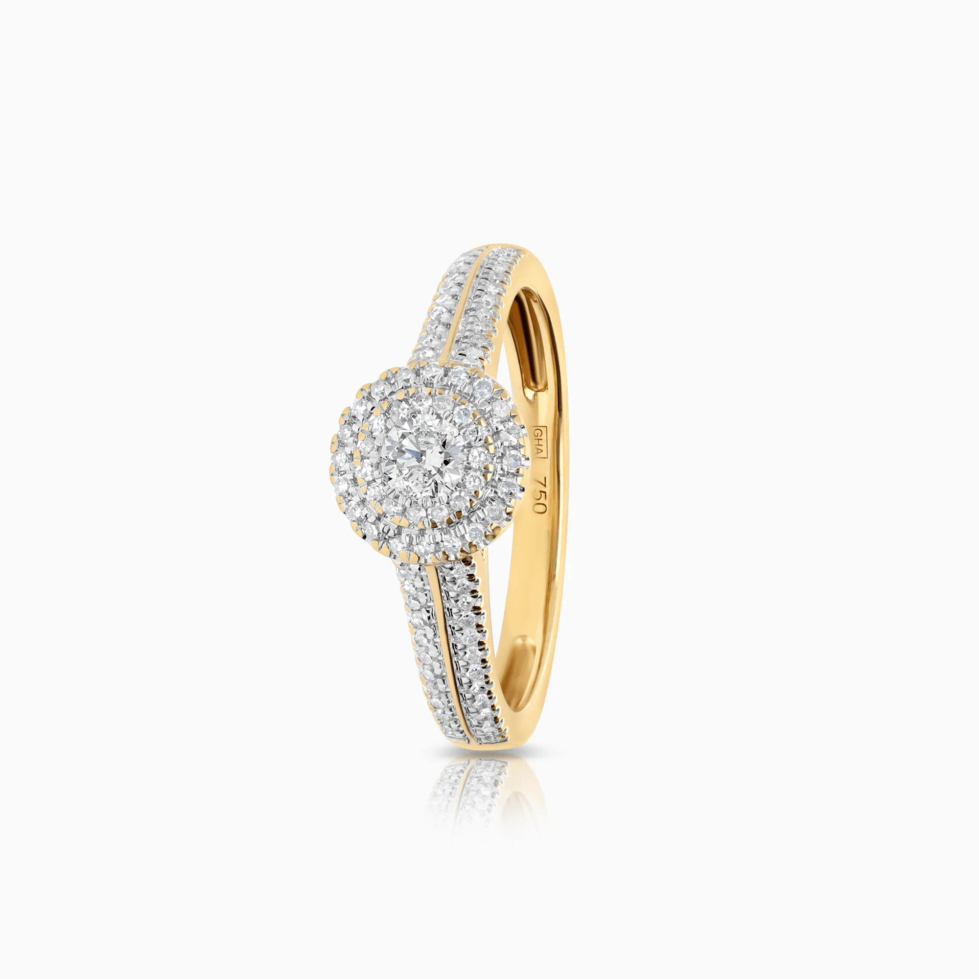 Halo ring 0.59ct 18K gold
