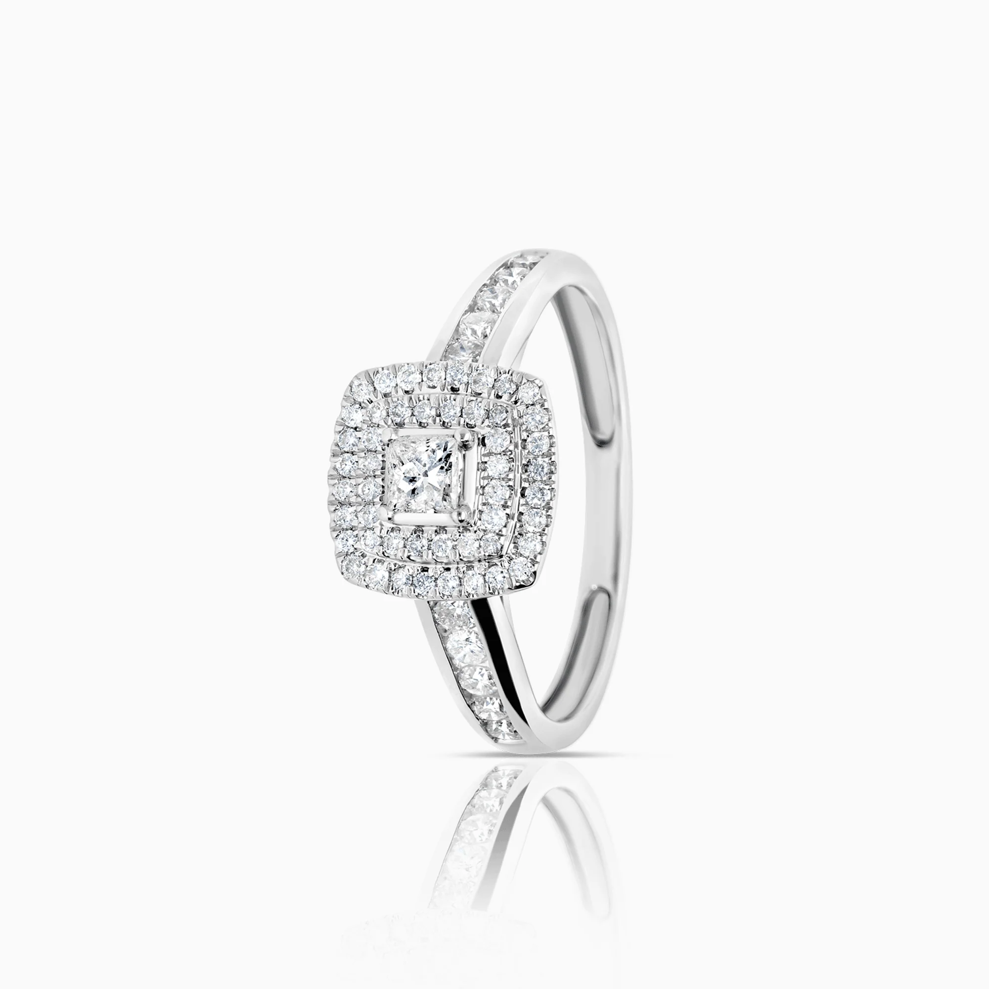 Halo Ring 0.65ct 18K White Gold