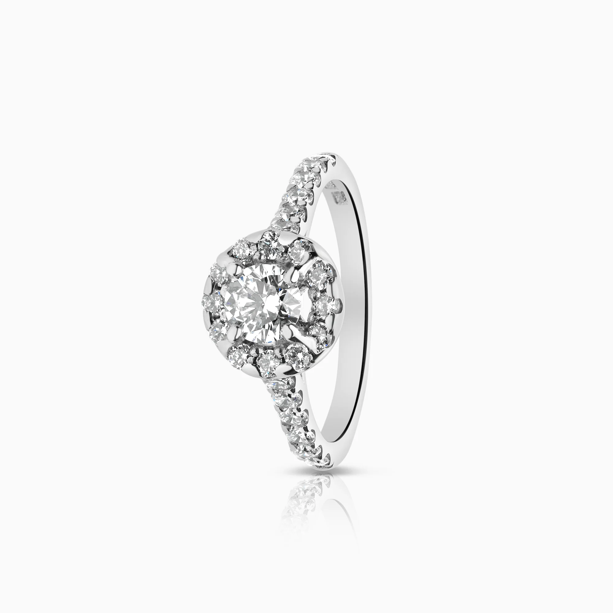 Halo ring lab-grown diamonds 1.11ct 18K white gold