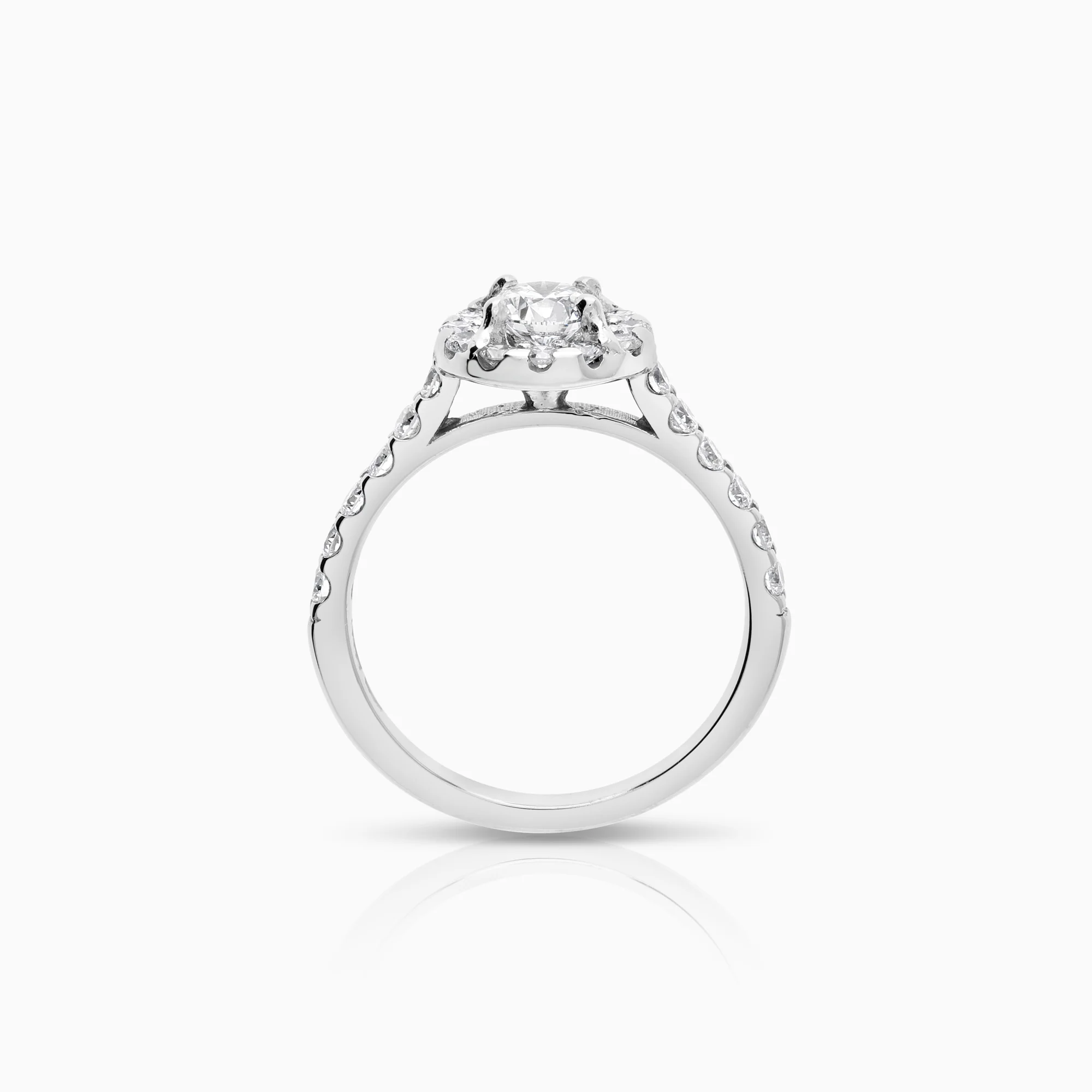 Halo ring lab-grown diamonds 1.11ct 18K white gold - Image 2