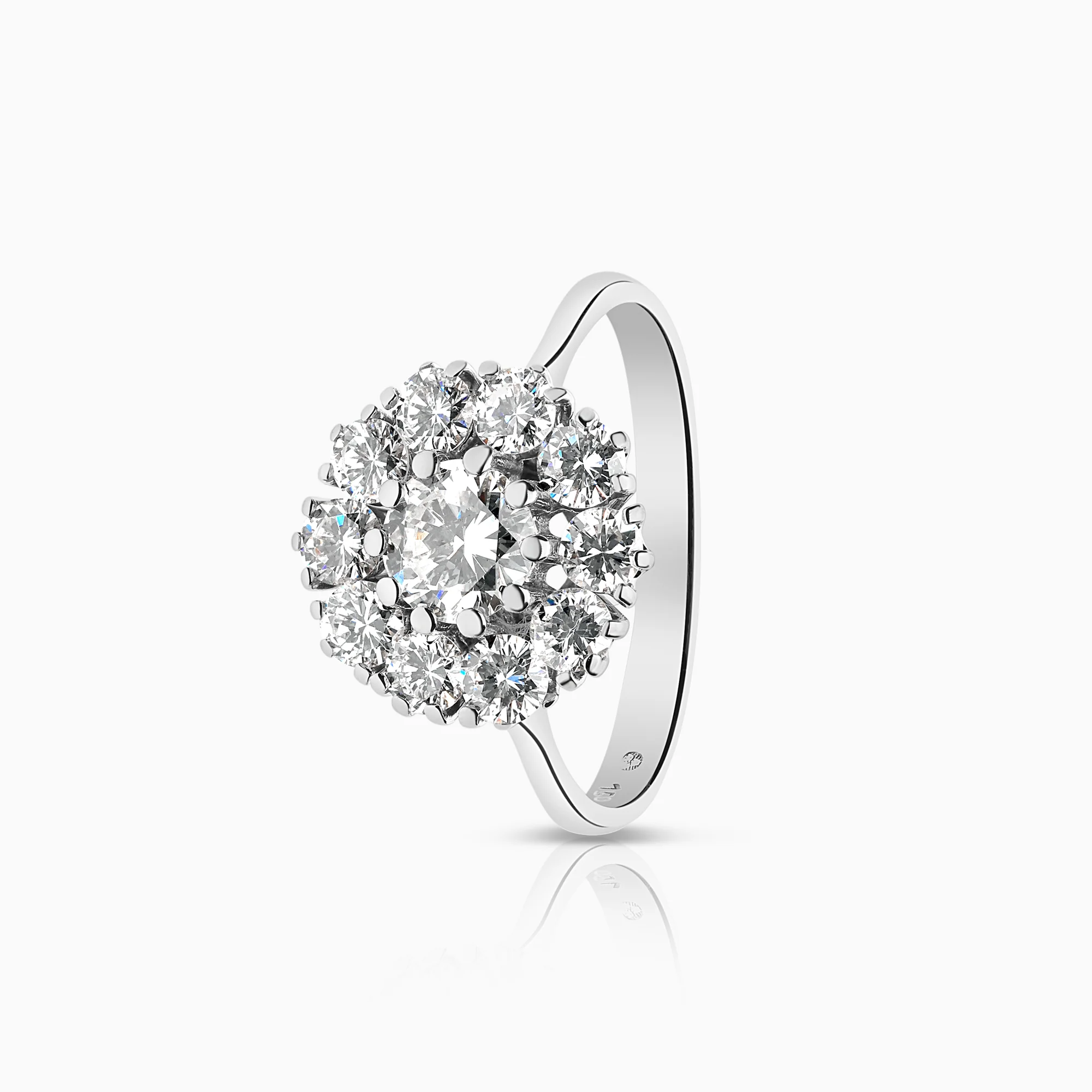 Halo ring 1.60ct 18K white gold