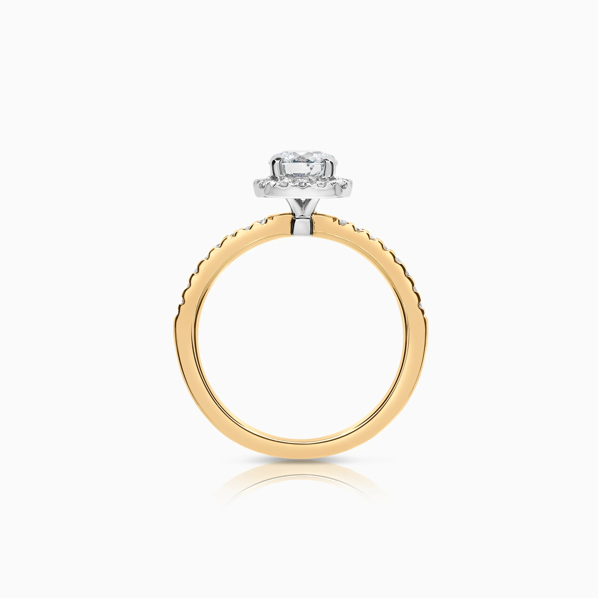 Halo ring with lab-grown diamonds 1.02ct 18K yellow gold - Image 2
