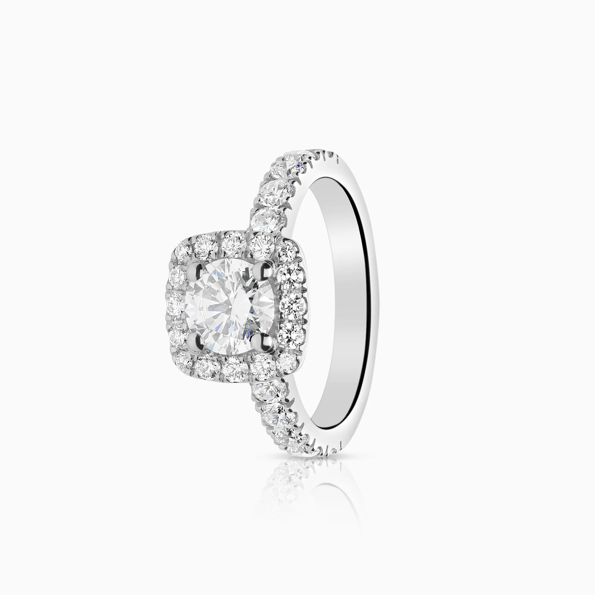 Halo ring 1.56ct 18K white gold