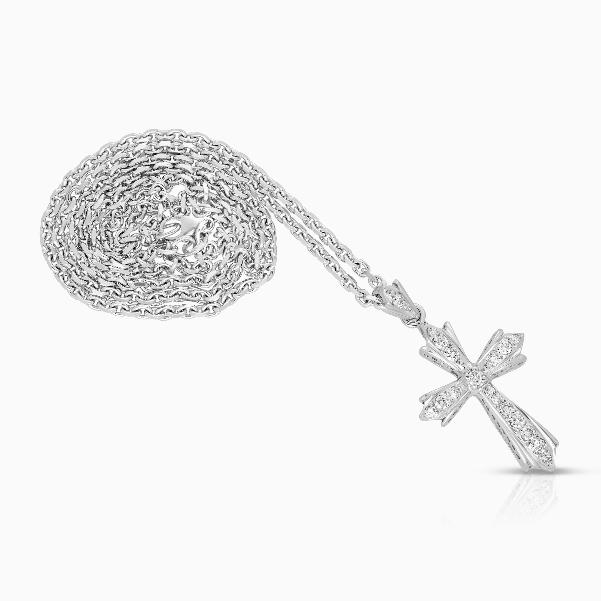 Anchor necklace with a diamond cross pendant 0.65ct 18K white gold - Image 3