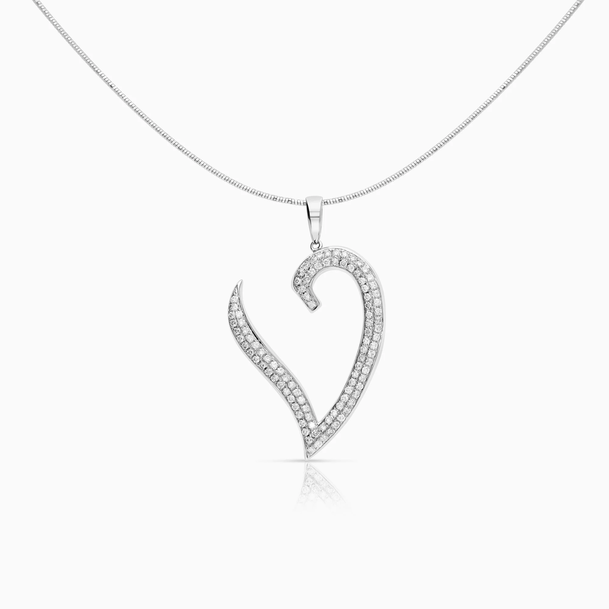Heart necklace with diamonds 1.01ct 18K white gold