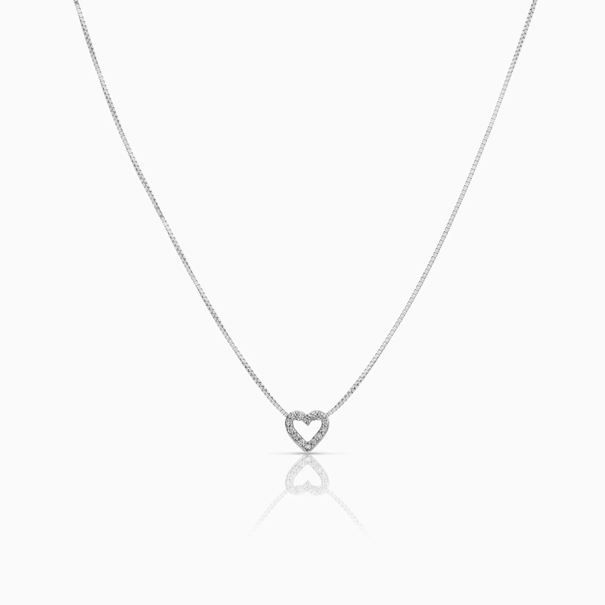 Necklace with diamond heart pendant 0.14ct 18K white gold