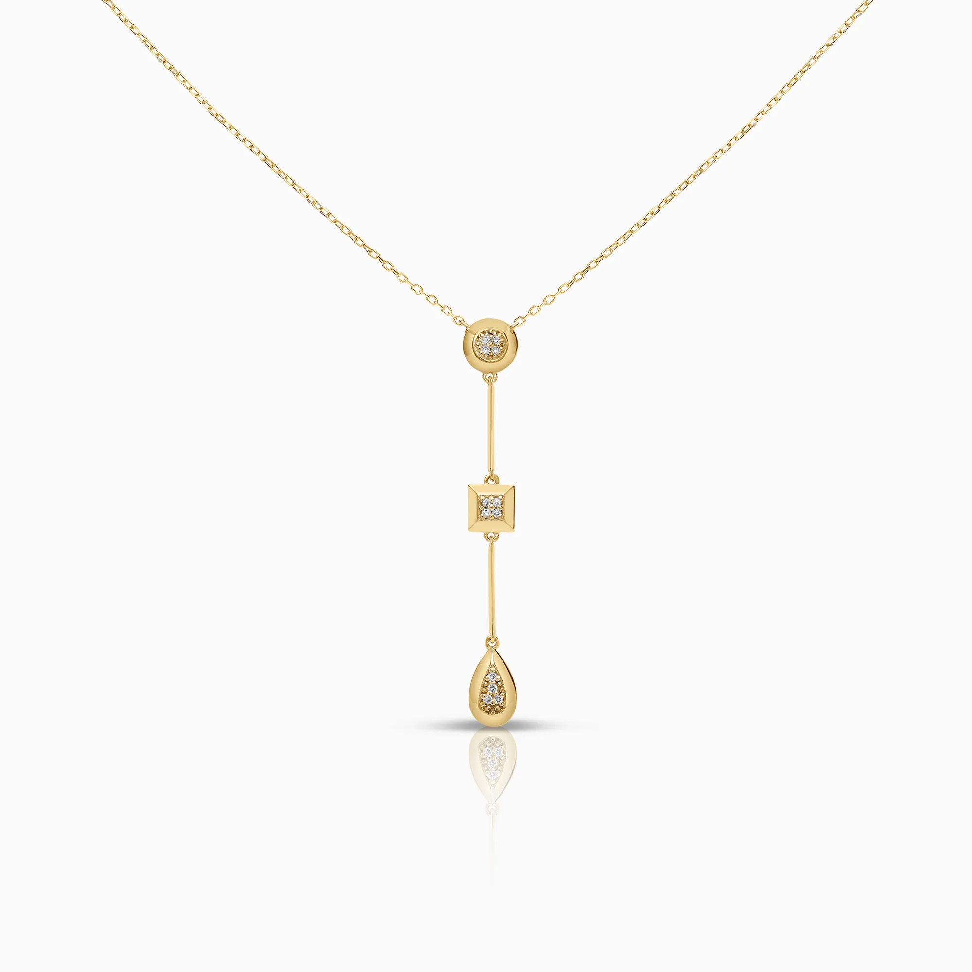 Necklace with diamond pendants 0.06ct 18K gold