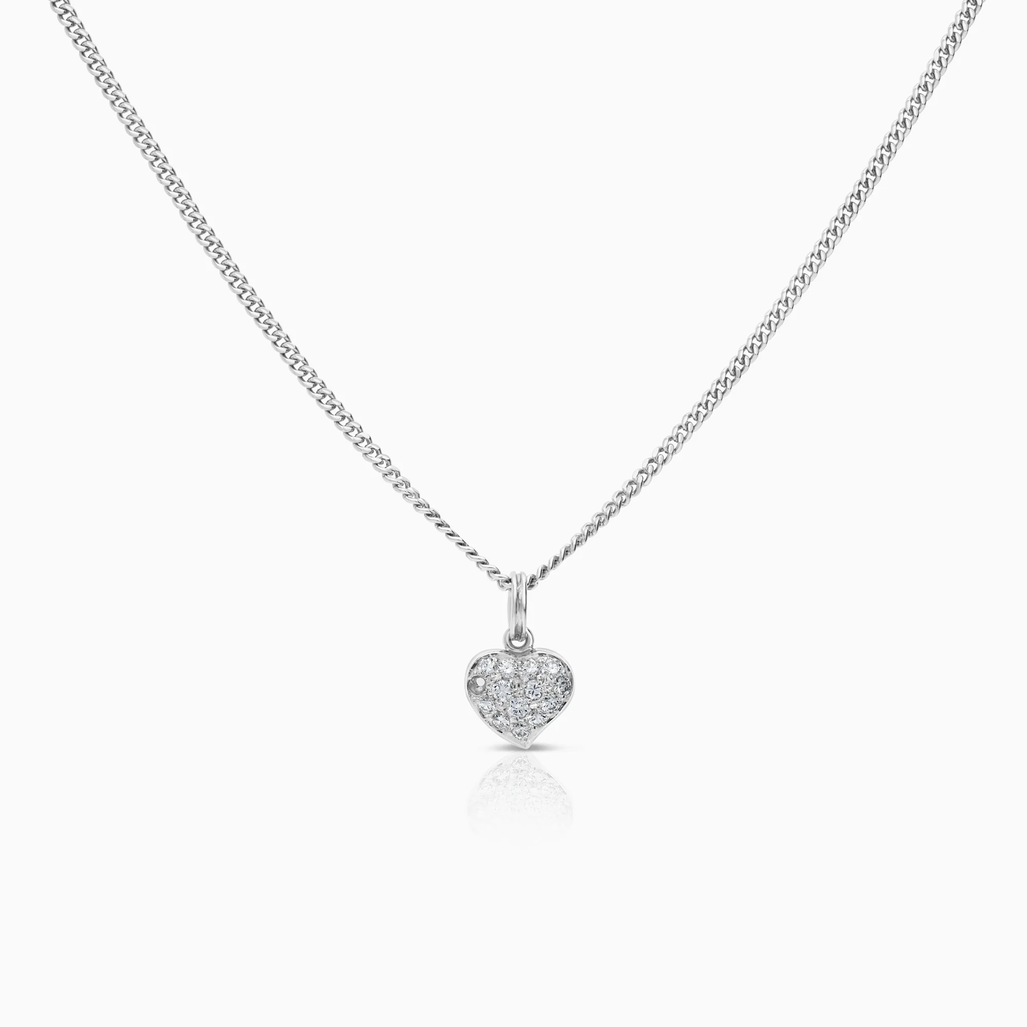 Necklace with heart pendant 0.28ct 18K white gold
