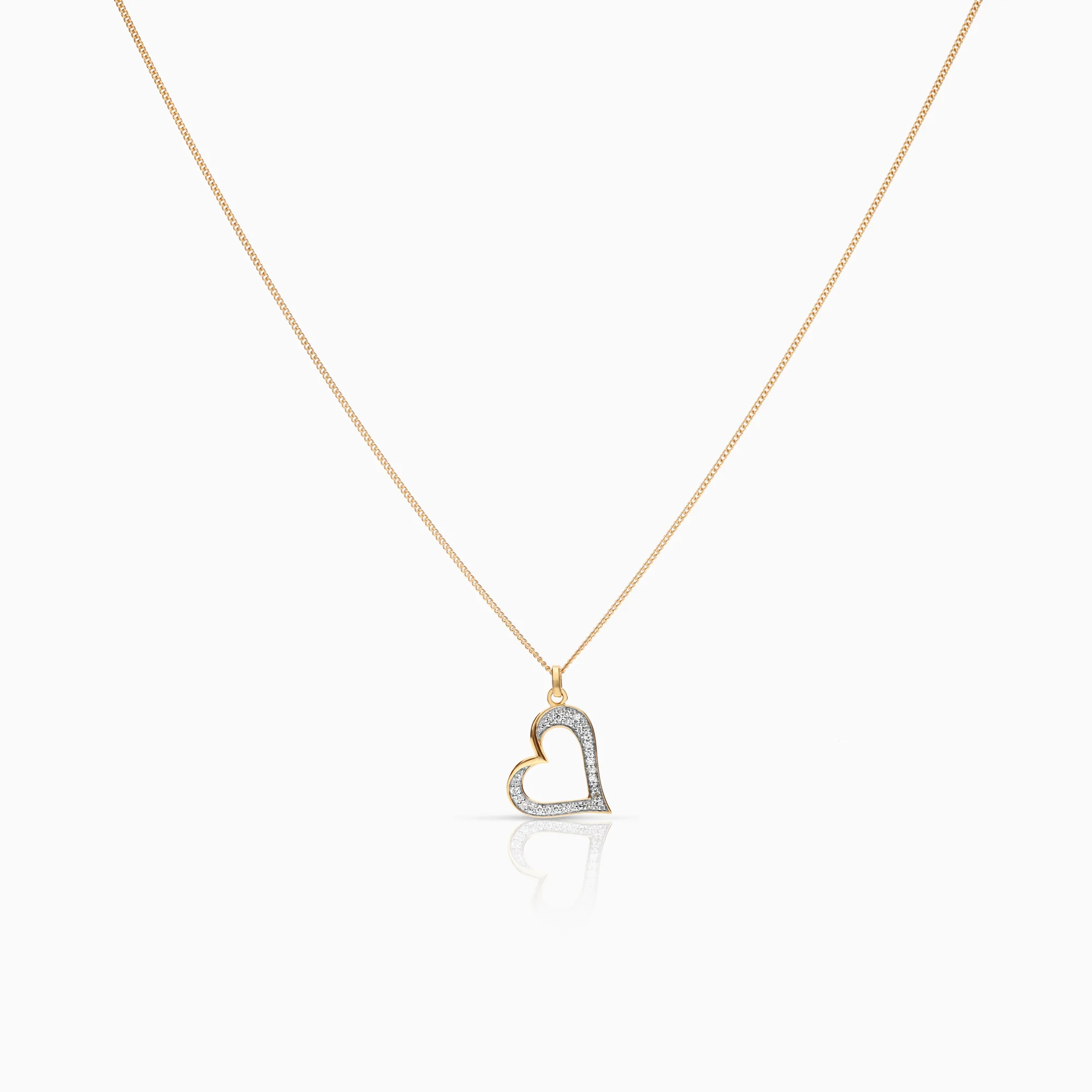 Necklace with heart pendant 0.14ct 18K gold