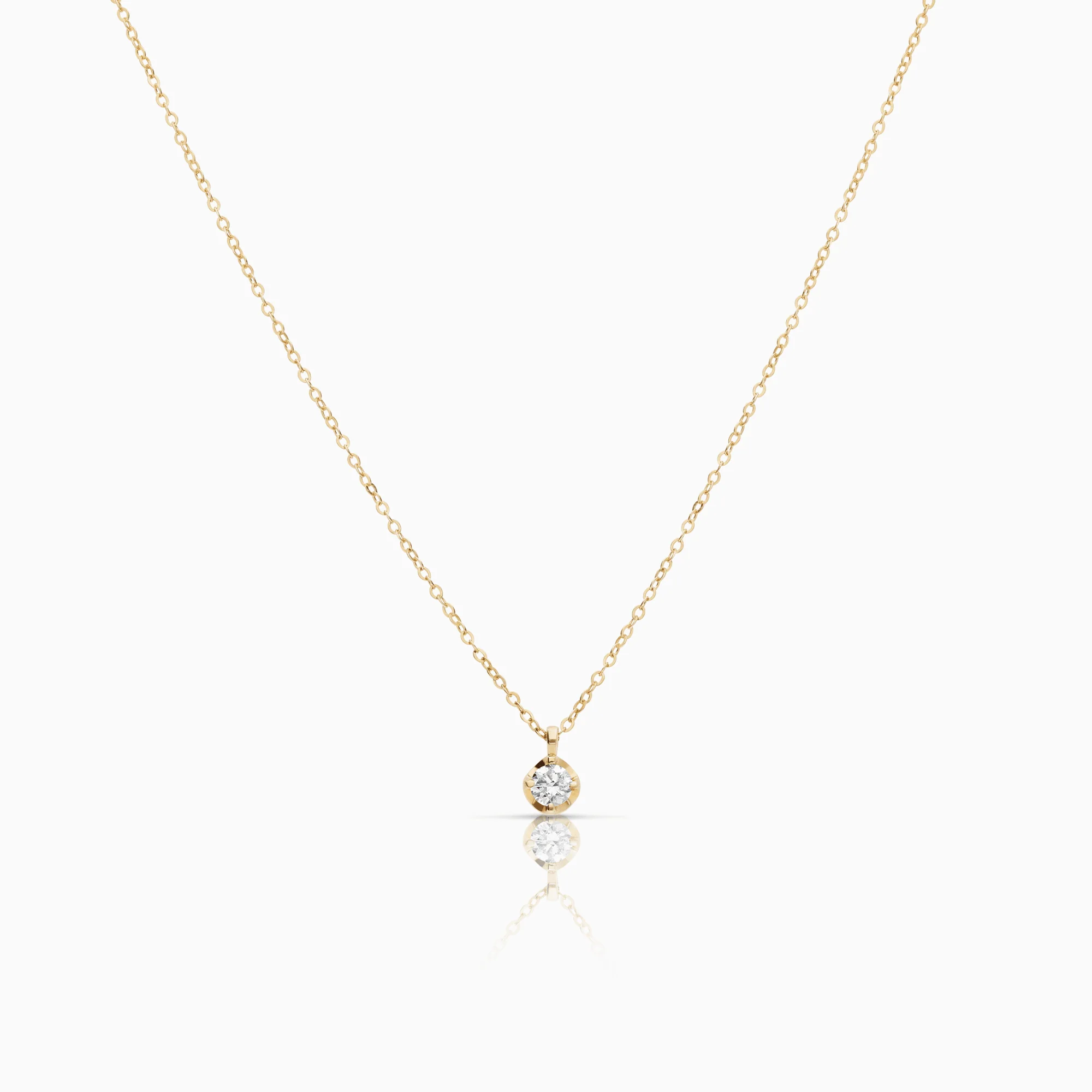 Necklace with Solitaire Pendant 0.20ct 18K Rose Gold