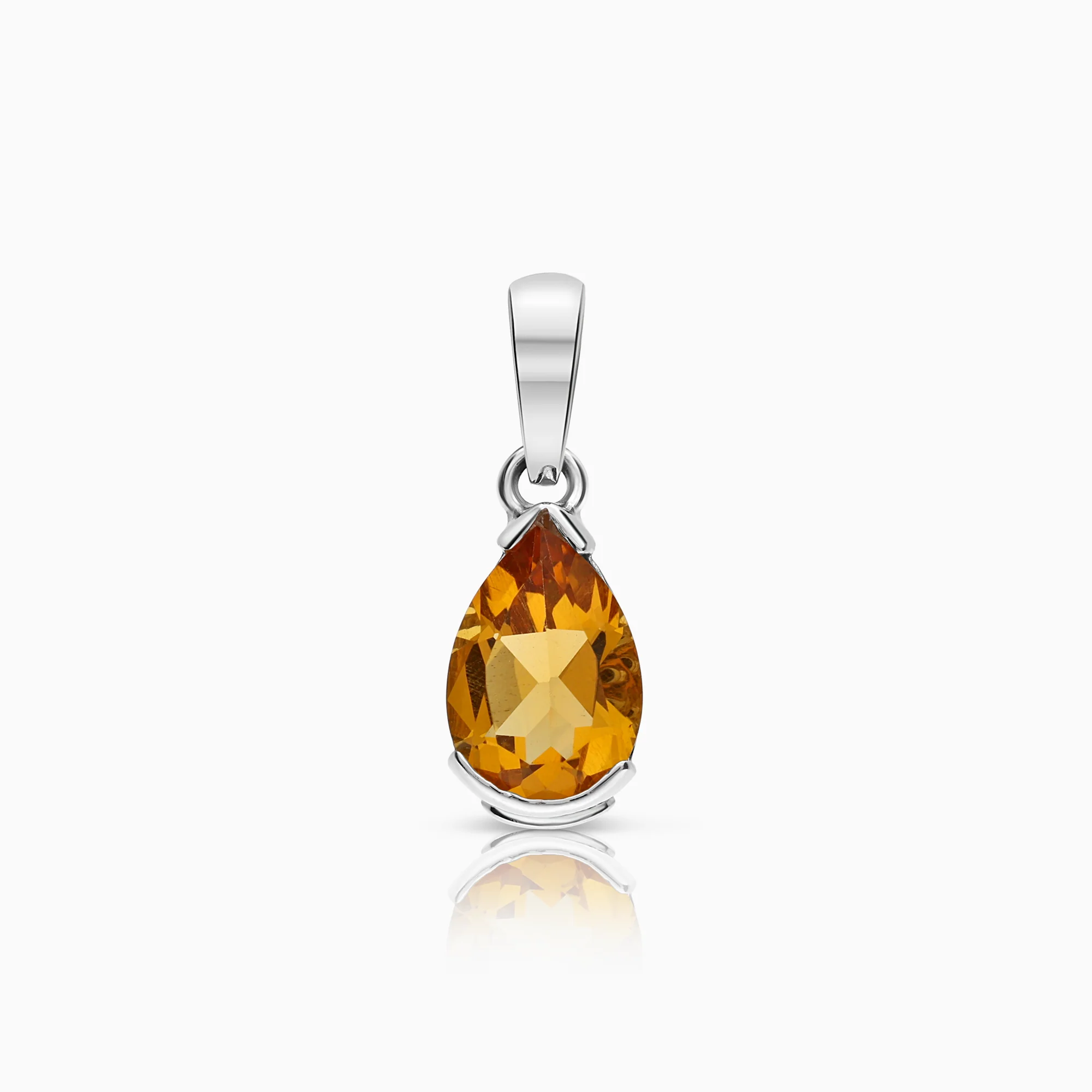Pendant 18K white gold with citrine