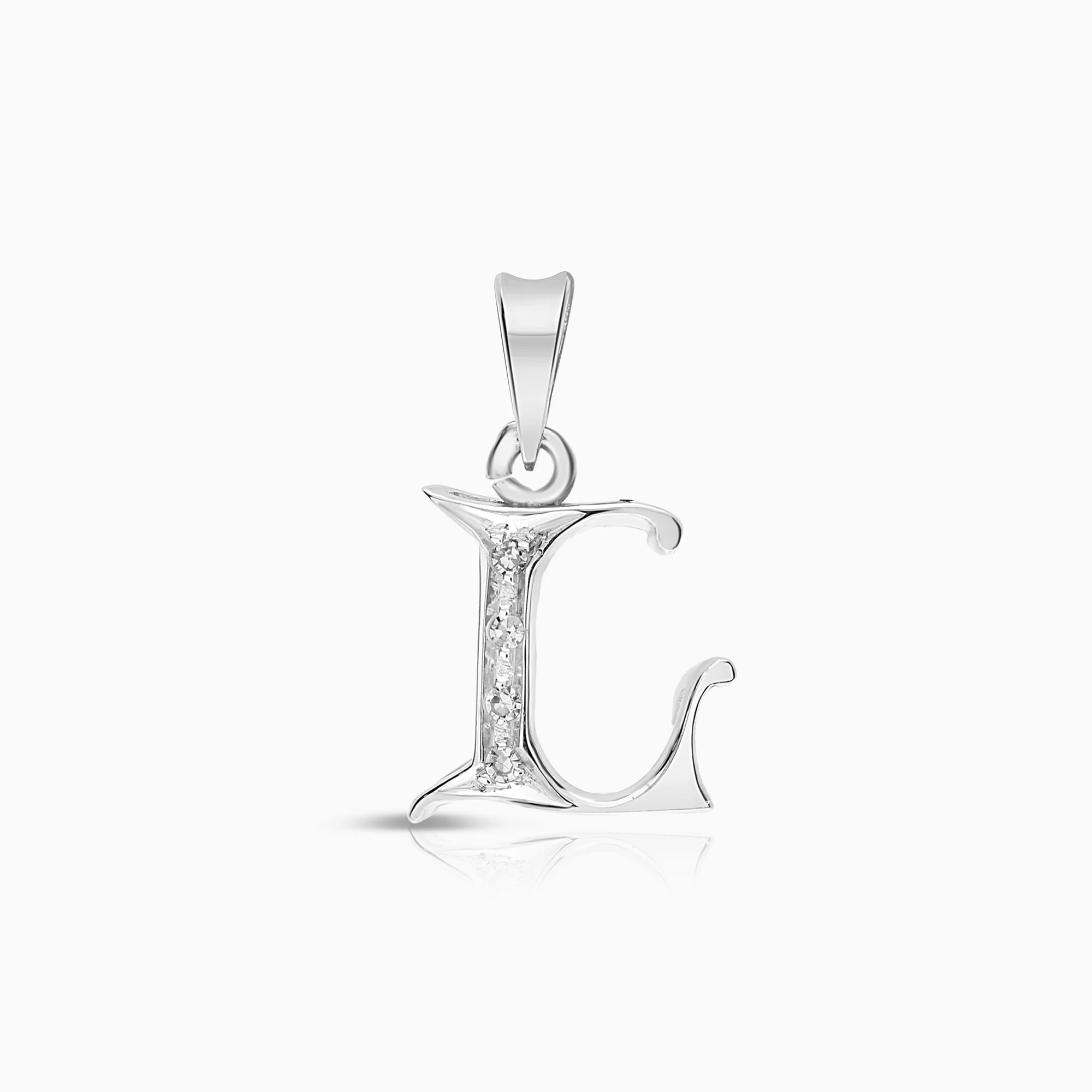 Letter pendant L 0.02ct 18K white gold