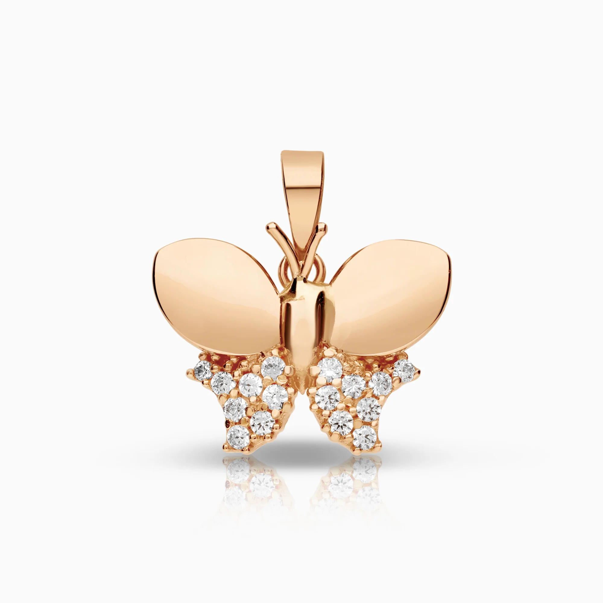 Butterfly pendant with cubic zirconia 1.66g 18K rose gold