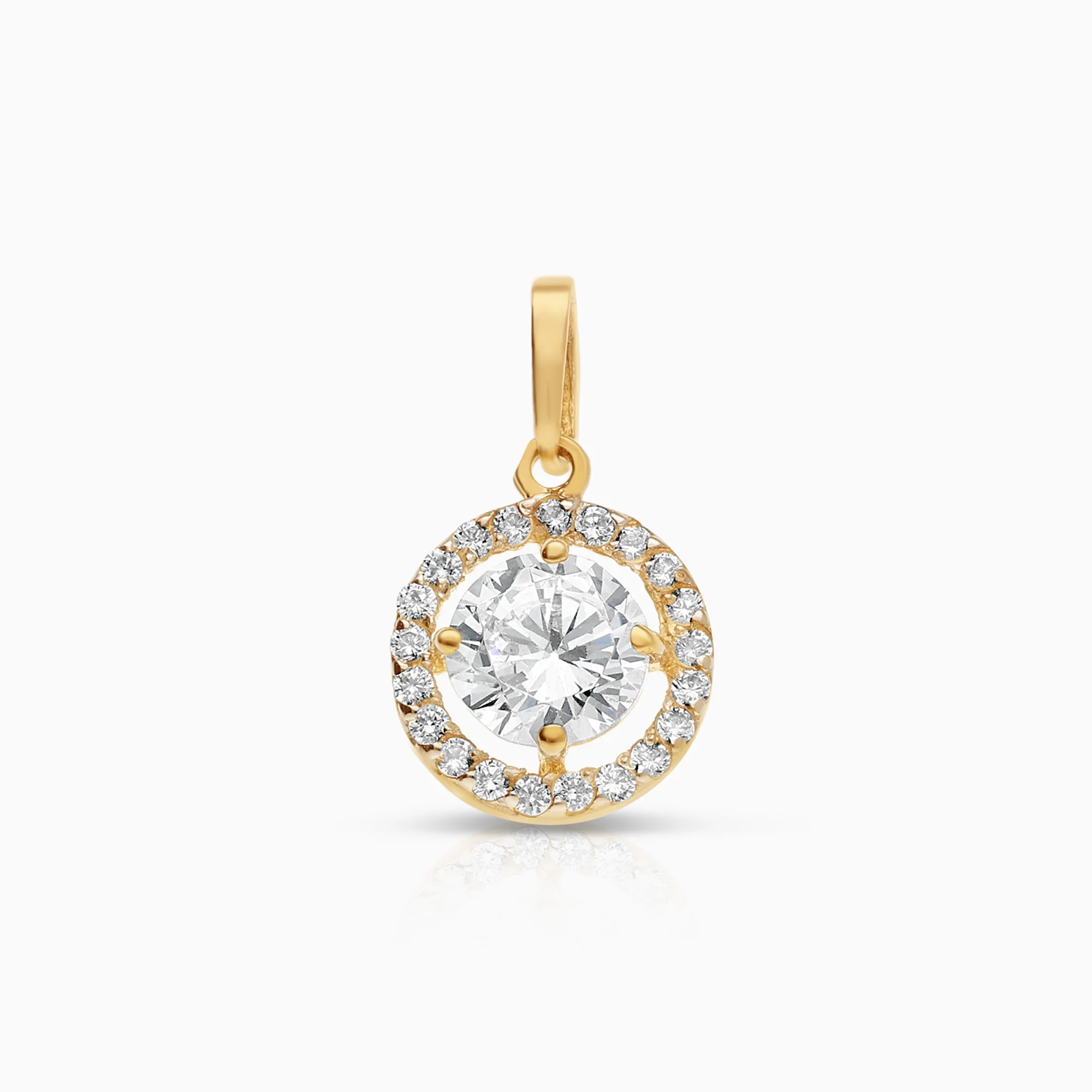 Halo pendant 0.65g 18K gold with cubic zirconia