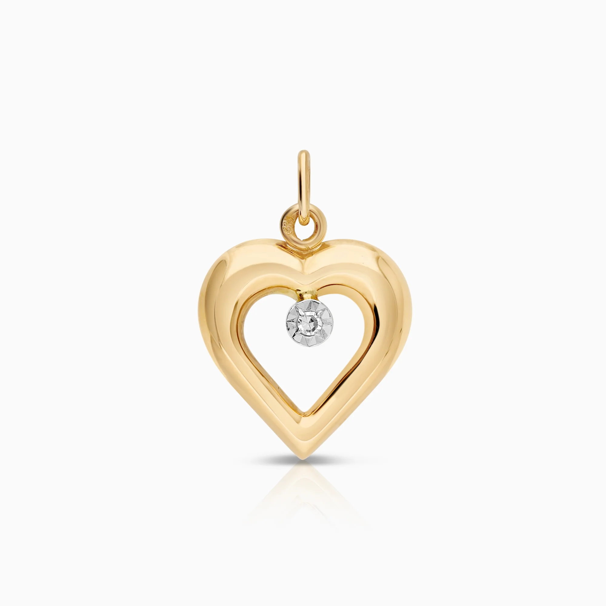 Heart pendant 0.02ct 18K gold