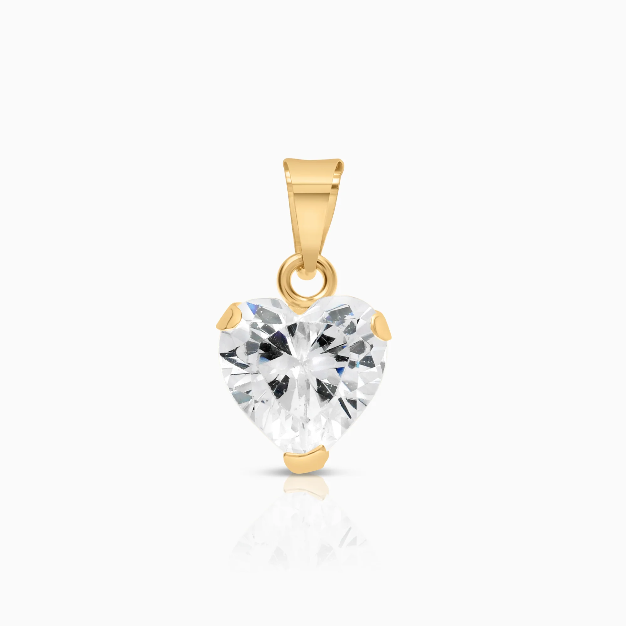 Heart-shaped cubic zirconia pendant 0.60g 18K gold