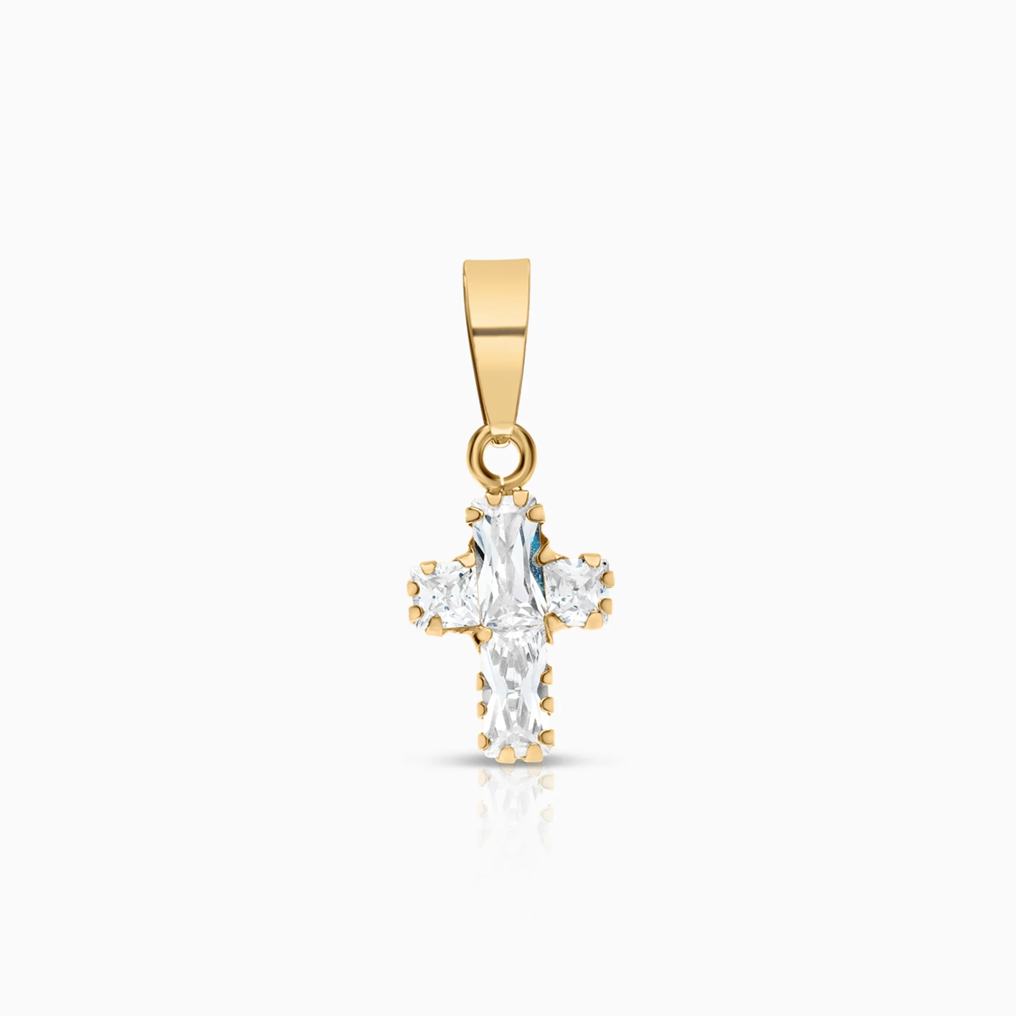 Cross pendant with cubic zirconia 0.47g 18K gold