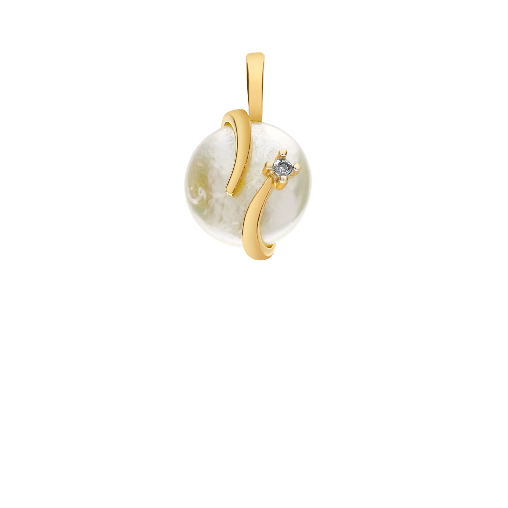 Pendant with diamond and freshwater pearl 0.01ct, 18K gold - Image 2