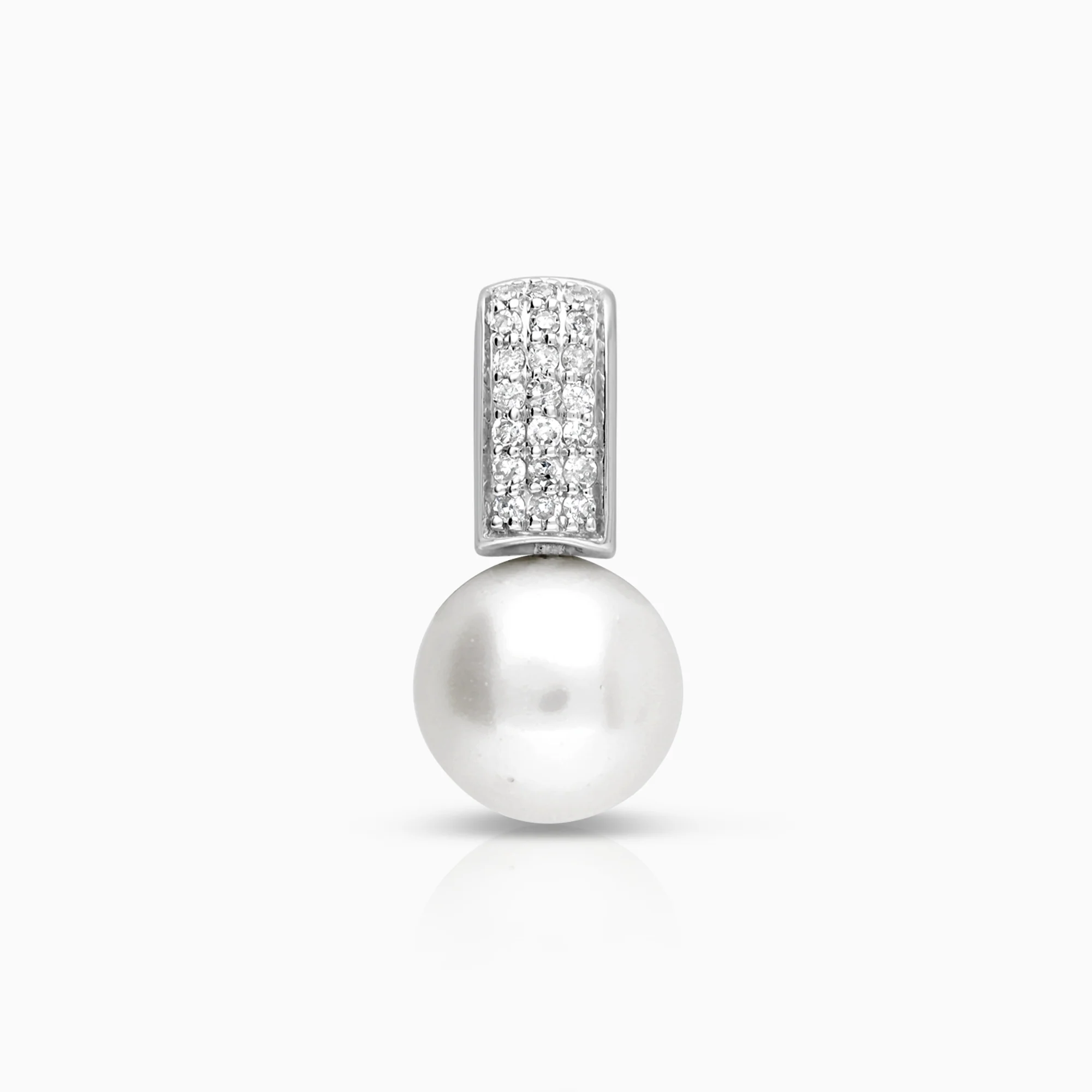 Pendant with diamonds and pearl 14K white gold