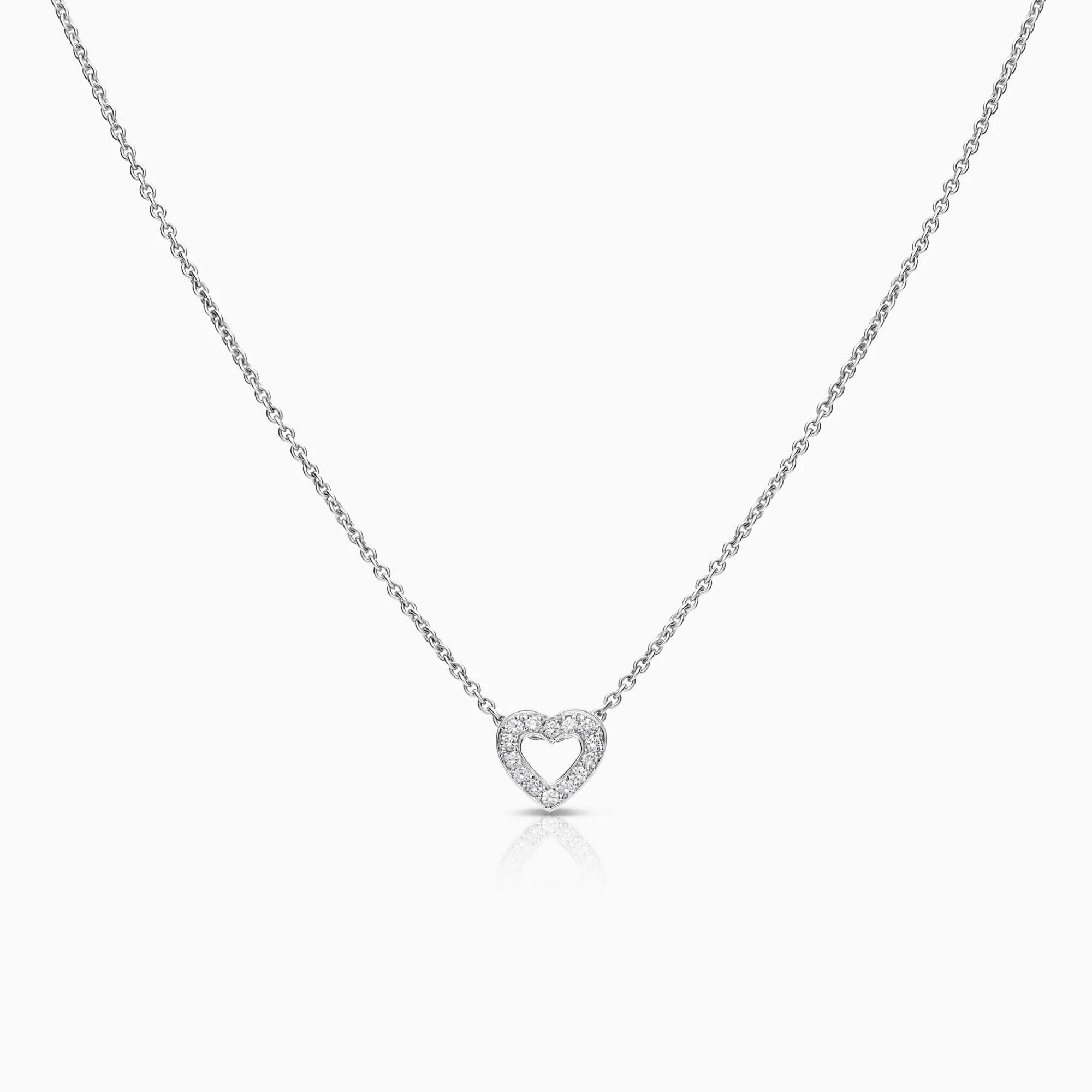 Necklace with heart-shaped diamond pendant 0.15ct 18K white gold