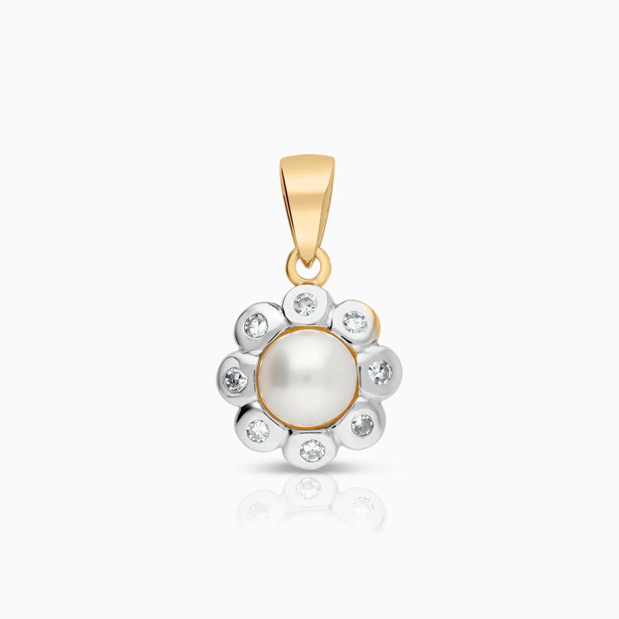 Pendant with cultured freshwater pearl and diamonds 0.08ct 14K gold