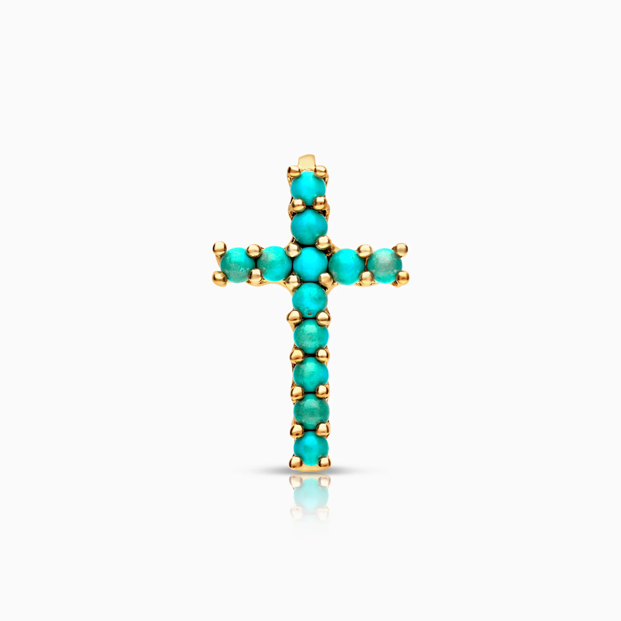 Cross pendant turquoise 2.10g 18K gold.