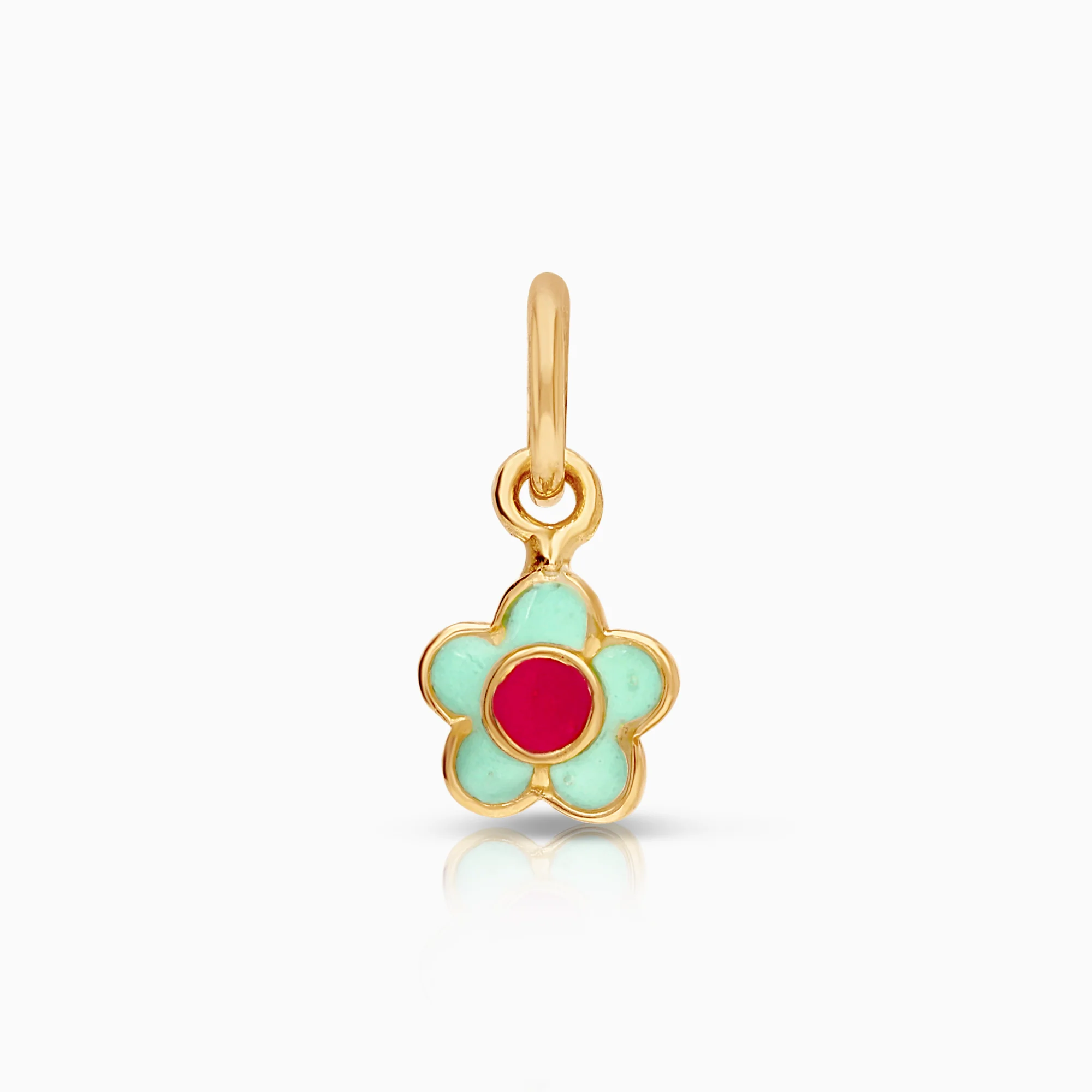 Flower pendant with enamel 0.46g 18K gold