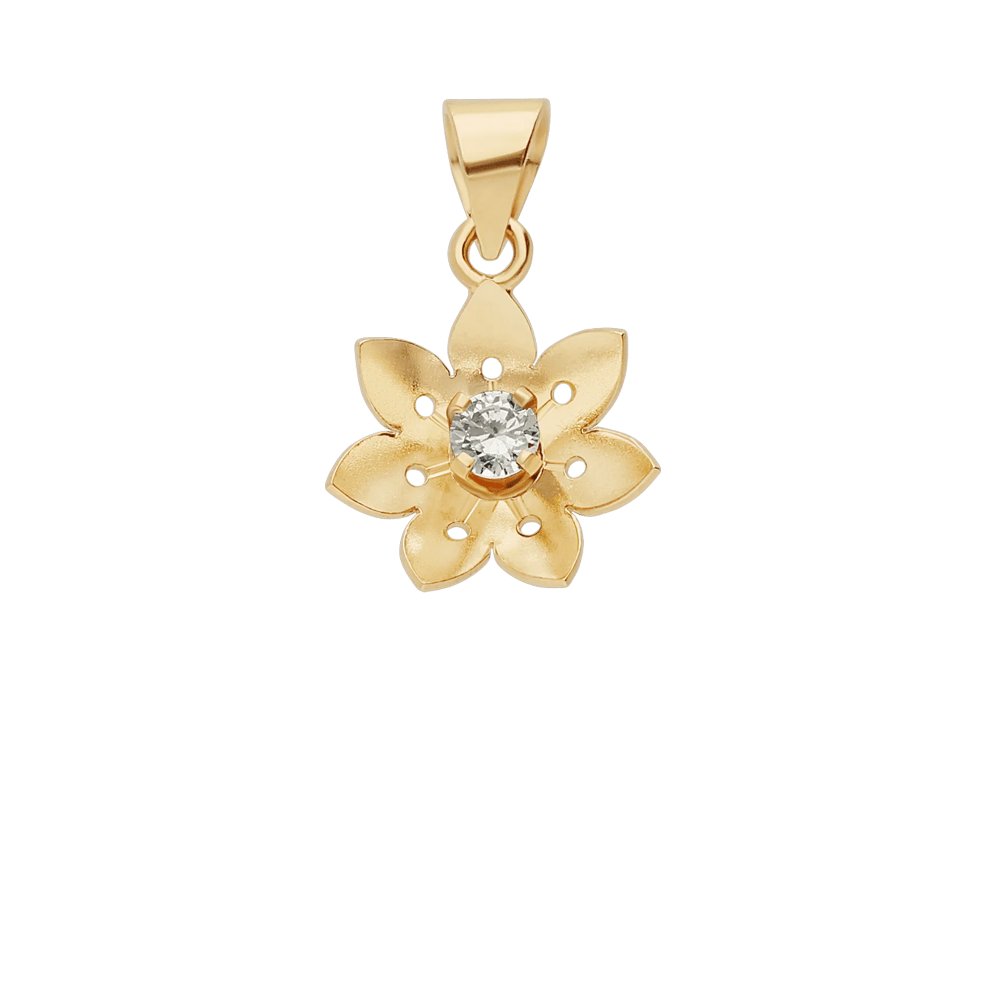 Pendant flower with white stone 1.0g 18K gold - Image 2