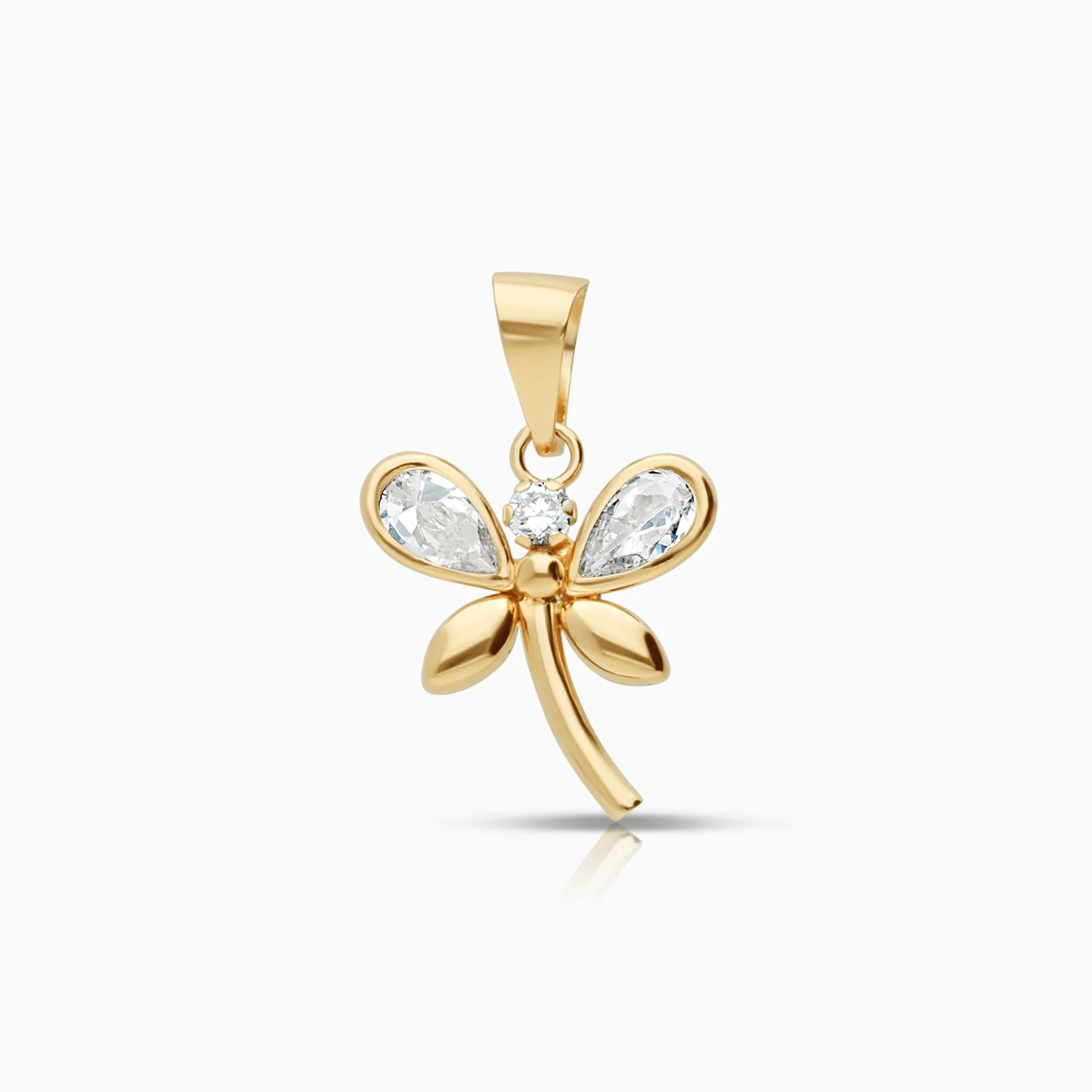 Butterfly Pendant with White Stones 0.50g 18K Gold