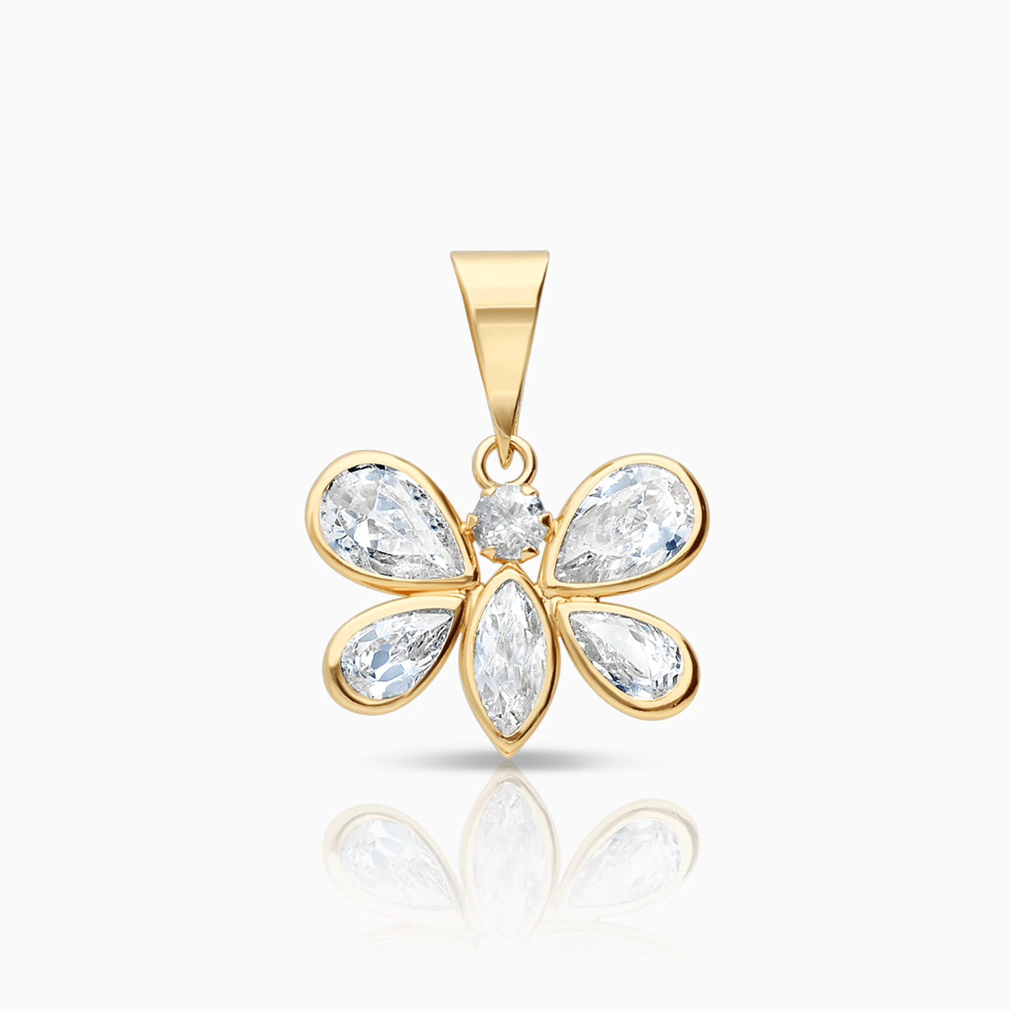 Pendant butterfly with white stones 0.89g 18K gold
