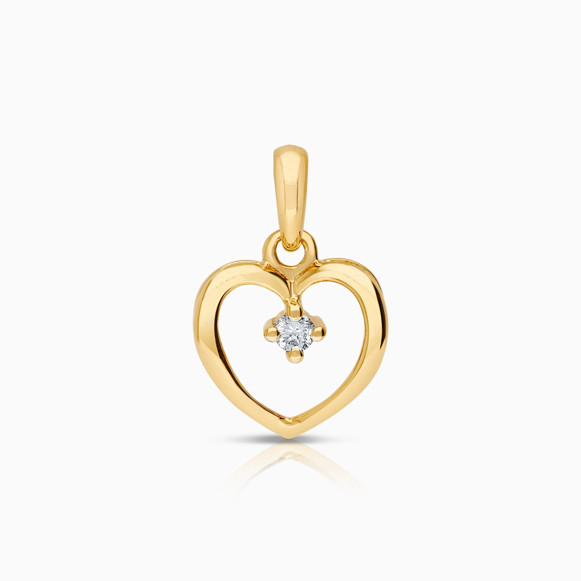 Heart pendant 0.04ct 18K gold