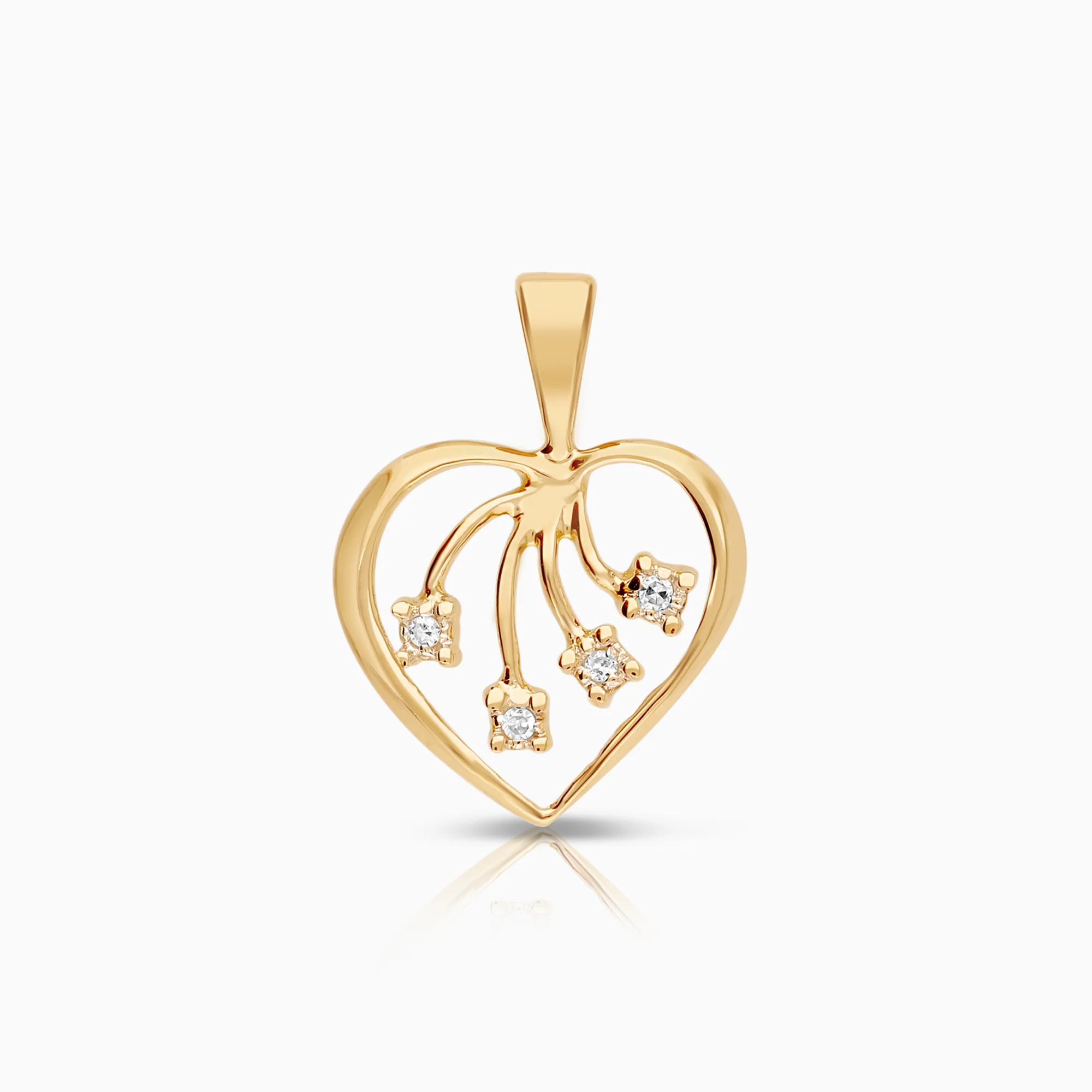 Heart pendant 0.02ct 18K gold