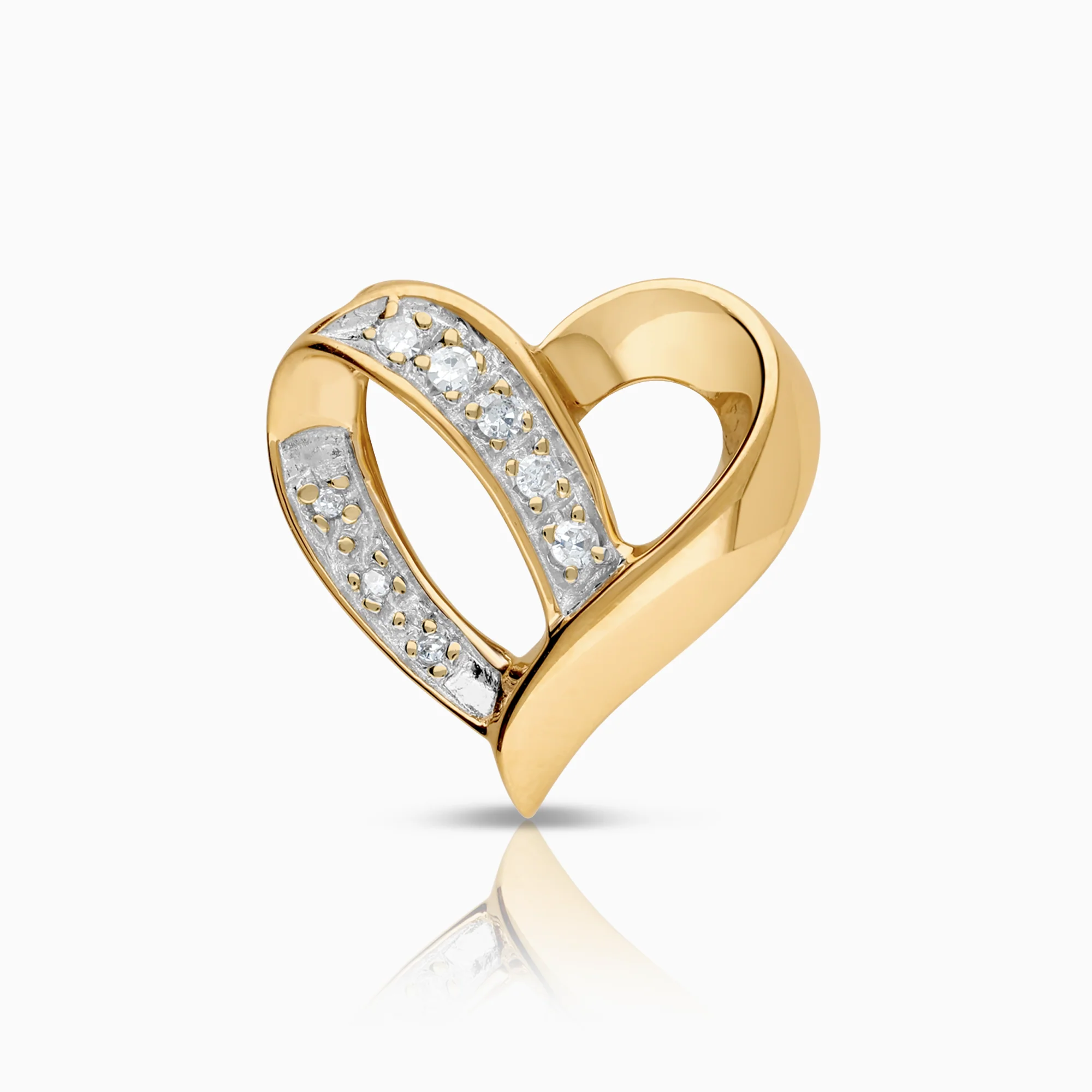 Heart pendant 0.08ct 18K gold