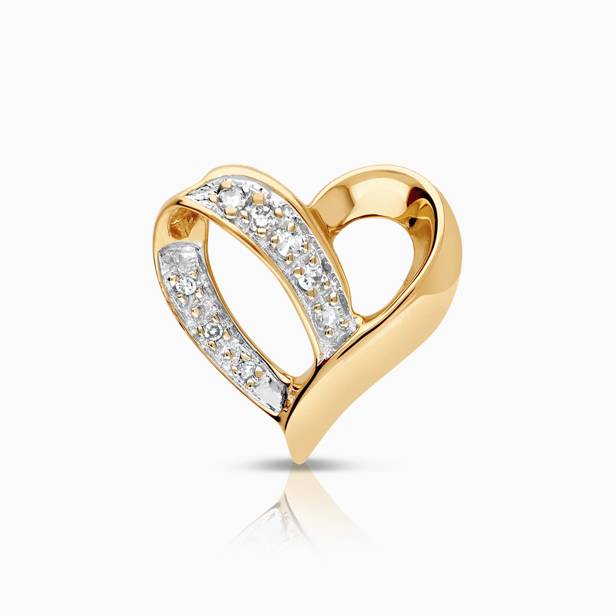 Heart pendant 0.08ct 18K gold